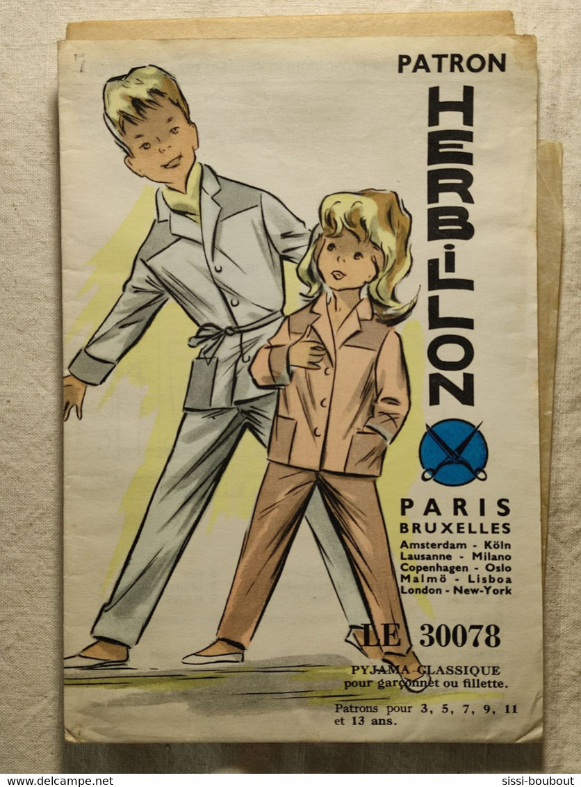 Ancien Patron De La Revue "HERBILLON" Des Années 60 - Taille 3,5,7,9,11 Et 13ans - N°LE30078 - Pyjama - Schnittmuster