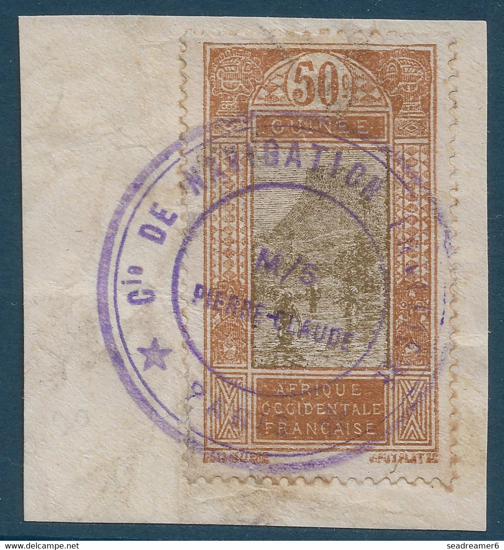 Colonies GUINEE Fragment N°93 Oblitéré Cachet Violet Des Compagnies De Navigation MS Pierre-Claude RARE ! - Oblitérés