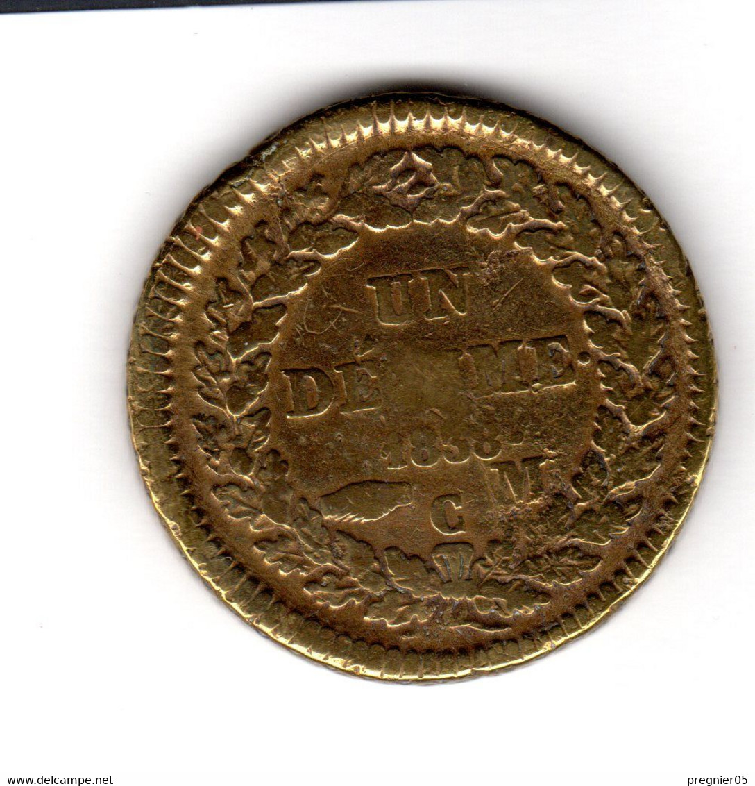 " Baisse De Prix " MONACO Pièce 1 Déc Honoré V Grosse Tête Cuivre Jaune 1838 TTB Gad-105 - 1819-1922 Honoré V, Charles III, Albert I