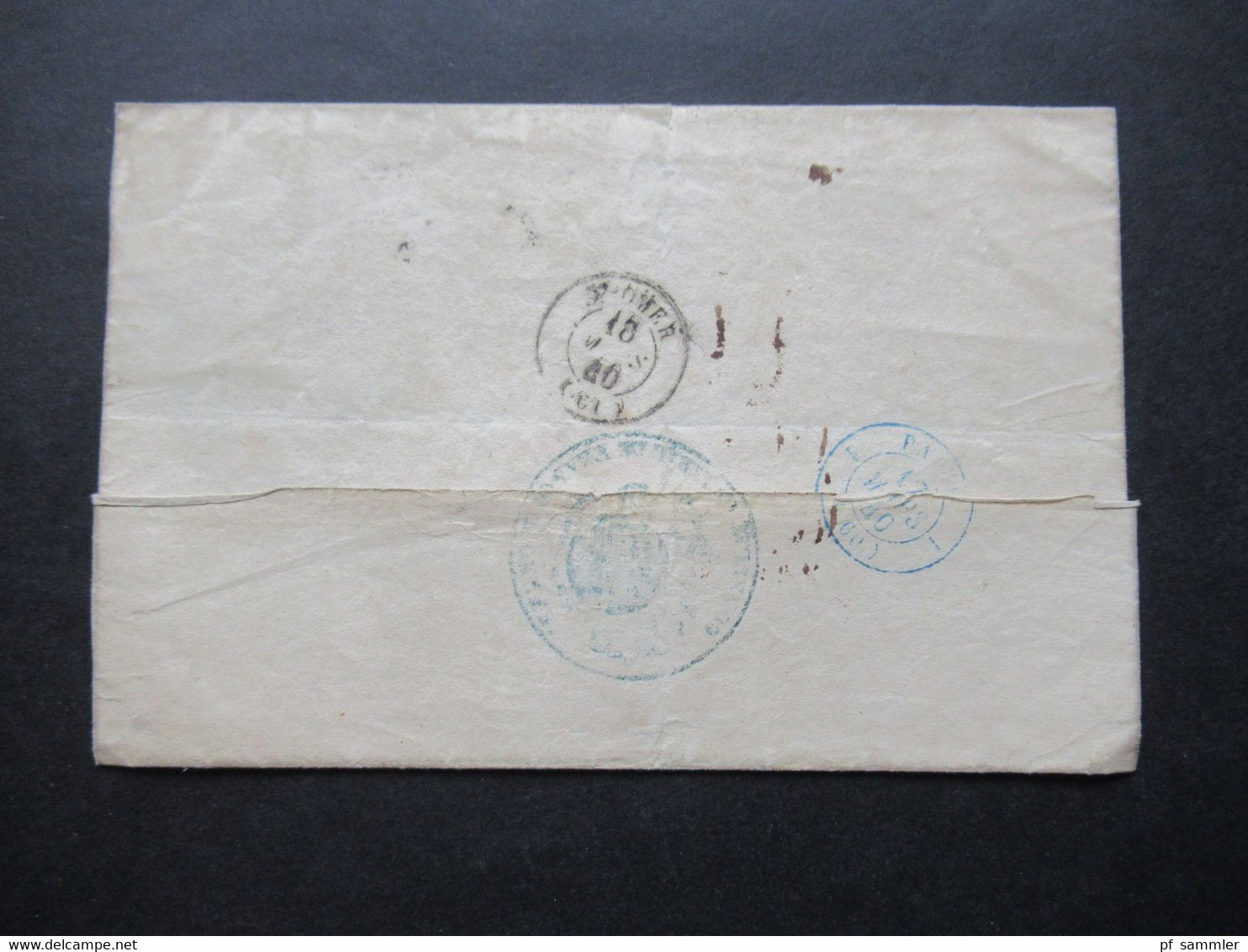 Italien 1840 Genova - Omer blauer Stempel L2 Consul General de France a Genes u. roter K2 Sard 3 Pont