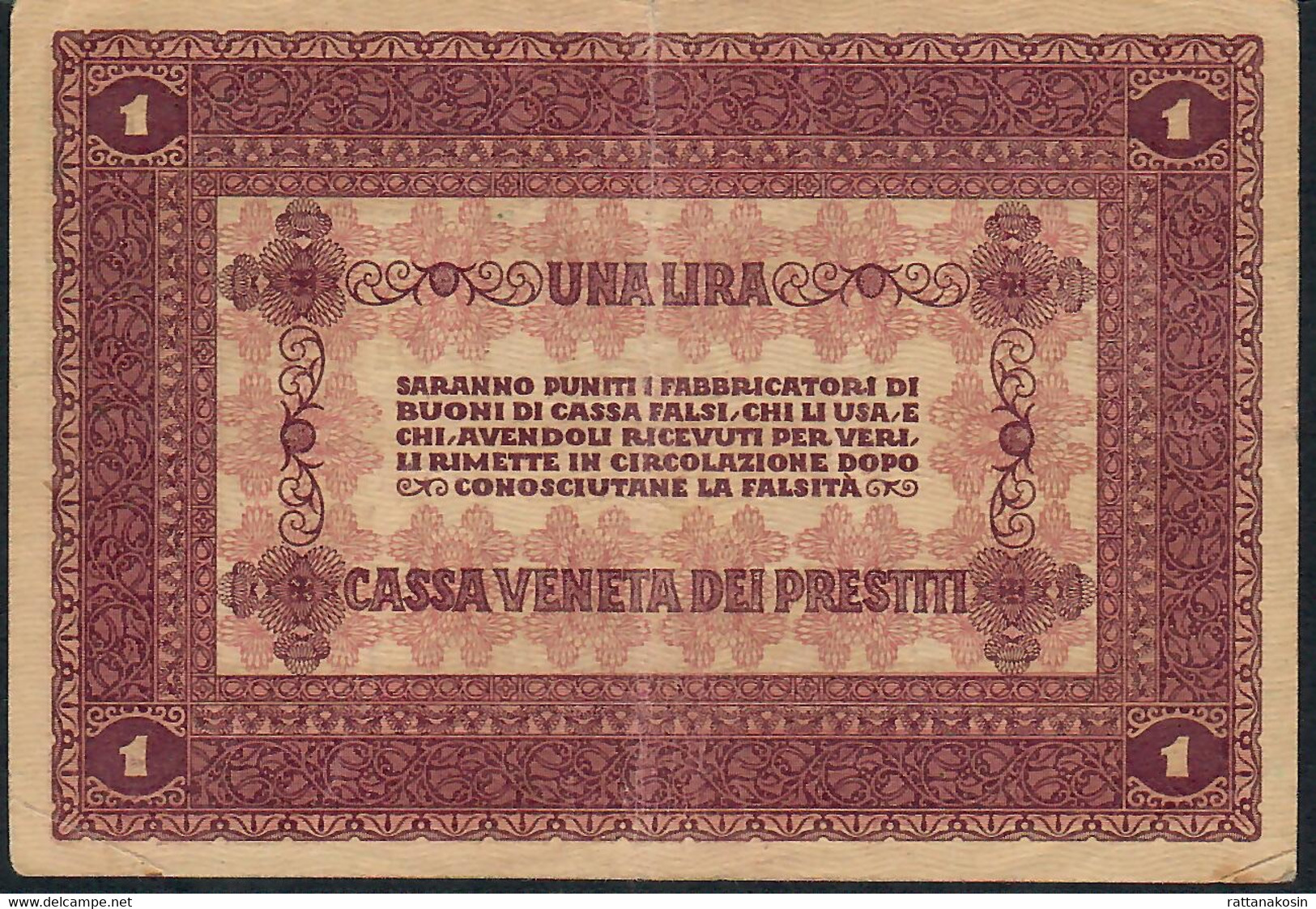 ITALIA 1 LIRA 2 GENNAIO 1918     VF    NO P.h. - Buoni Di Cassa