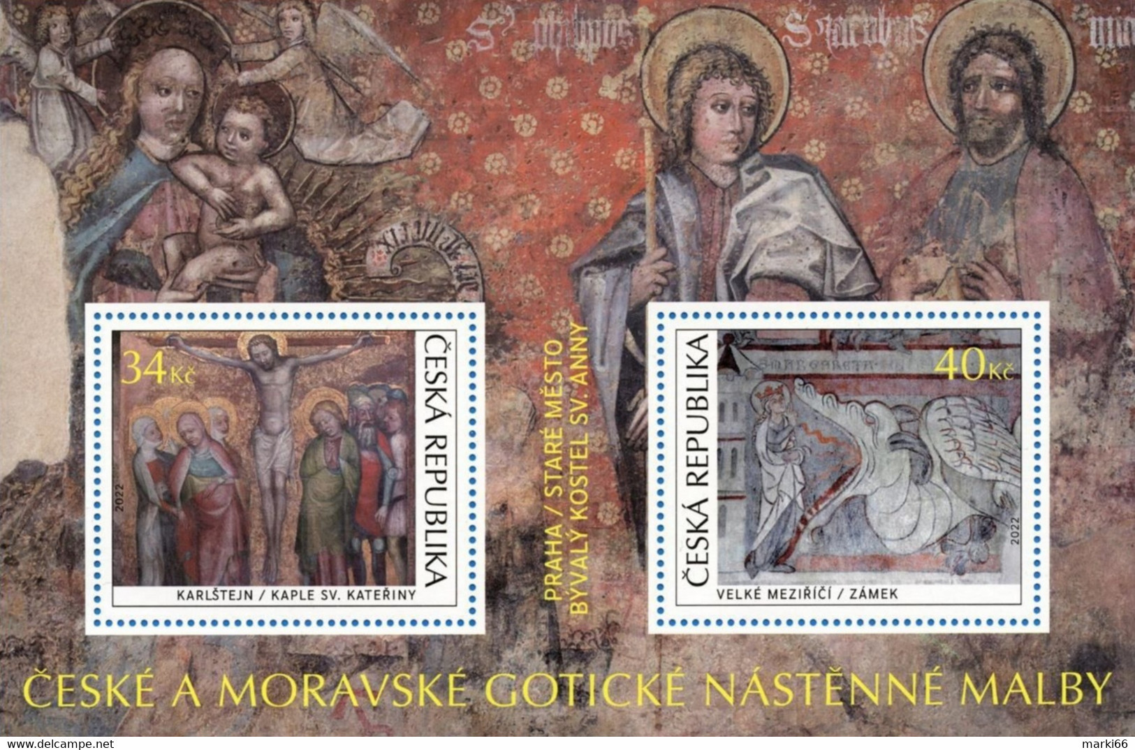 Czech Republic - 2022 - Art On Stamps - Czech Gothic Mural Paintings - Mint Souvenir Sheet - Ungebraucht