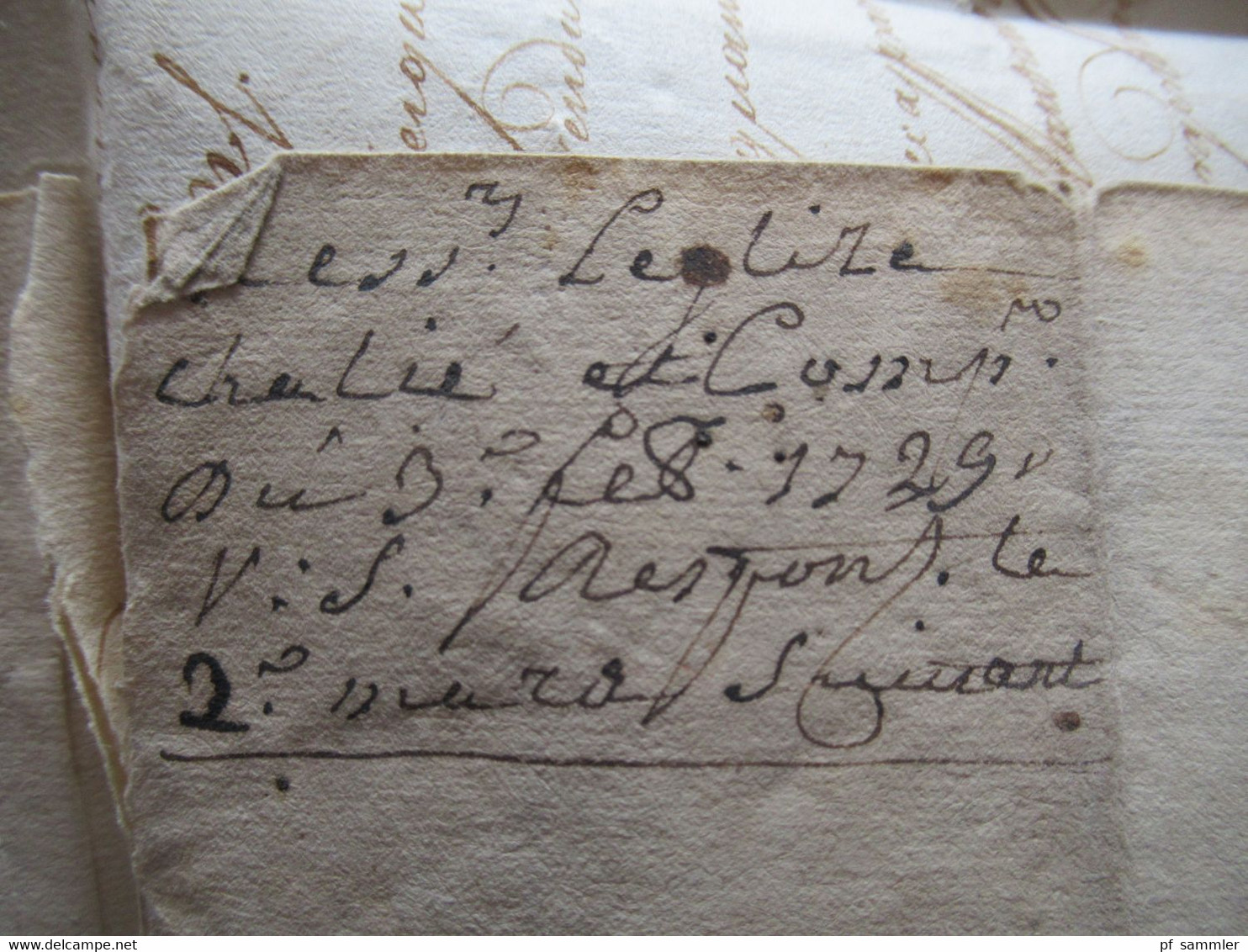 Frankreich 1729 Paris Faltbrief Mit Inhalt Und Schnörkel Unterschrift / Autograph Schwarzer Stempel L1 - Marques D'entrées