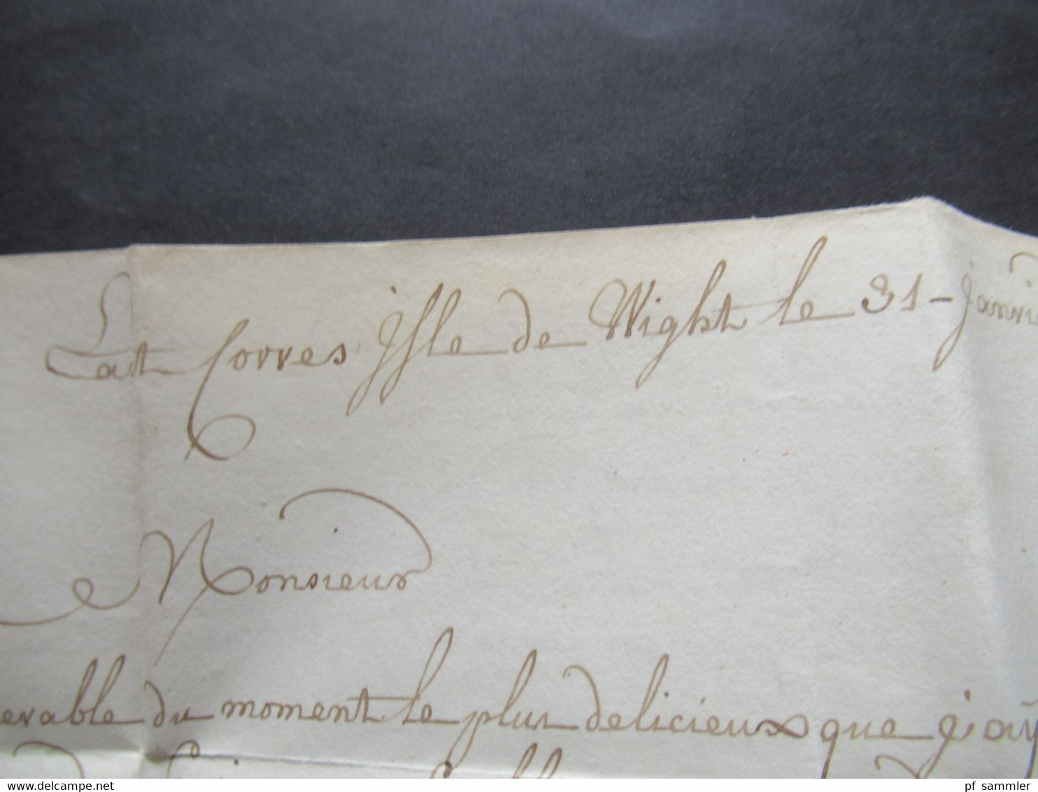 GB / England 31.1.1802 Isle of Wight - Chateaugontier Roter Stempel Paid 1802 Faltbrief mit viel Inhalt / viele Tax Verm