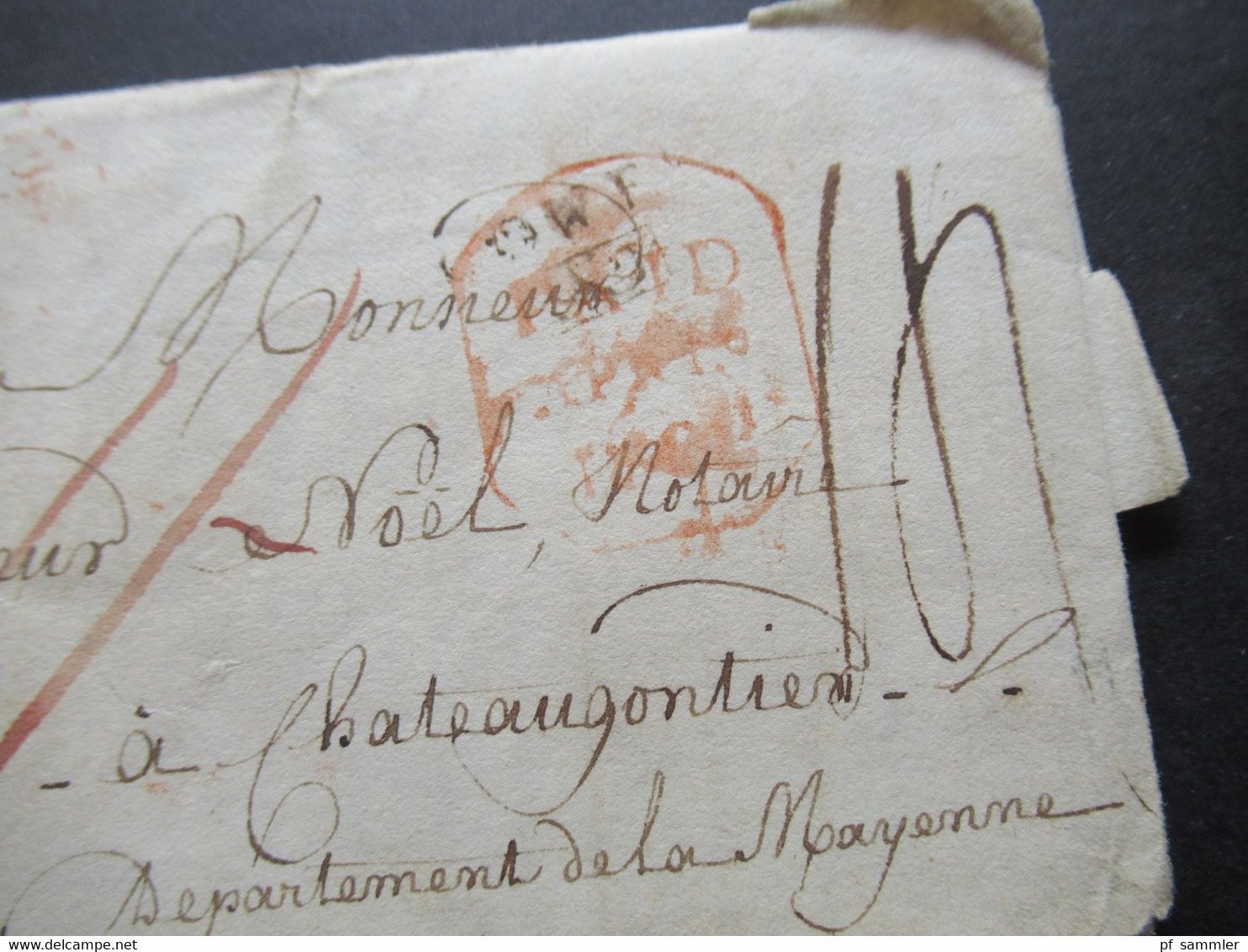 GB / England 18.4.1802 Isle Of Wight - Chateaugontier Roter Stempel Paid 1802 Faltbrief Mit Viel Inhalt / Viele Tax Verm - ...-1840 Precursores