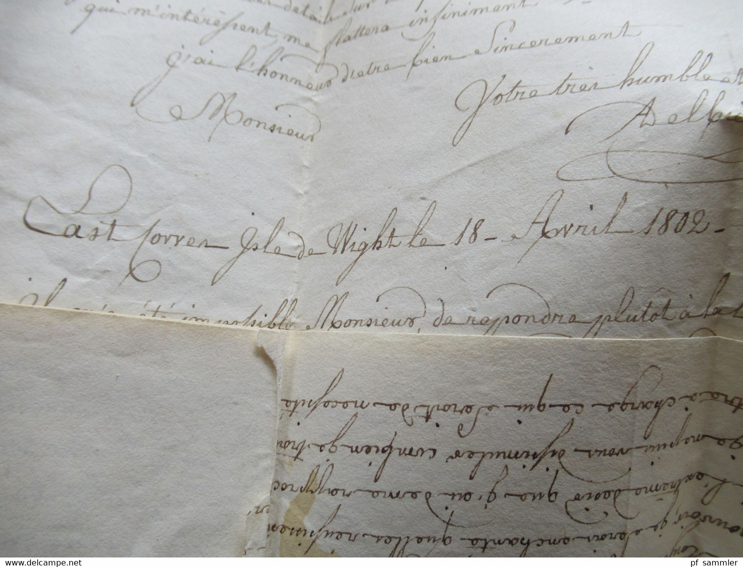 GB / England 18.4.1802 Isle of Wight - Chateaugontier Roter Stempel Paid 1802 Faltbrief mit viel Inhalt / viele Tax Verm