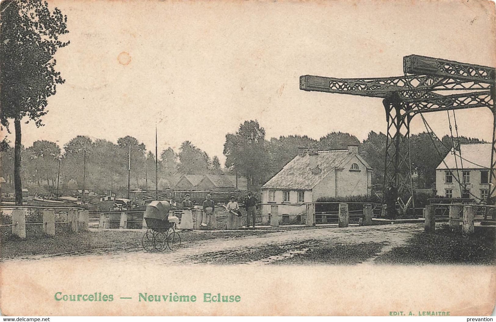 COURCELLES - Neuvième Ecluse - Carte Animée Et Circulé En 1908 - Courcelles