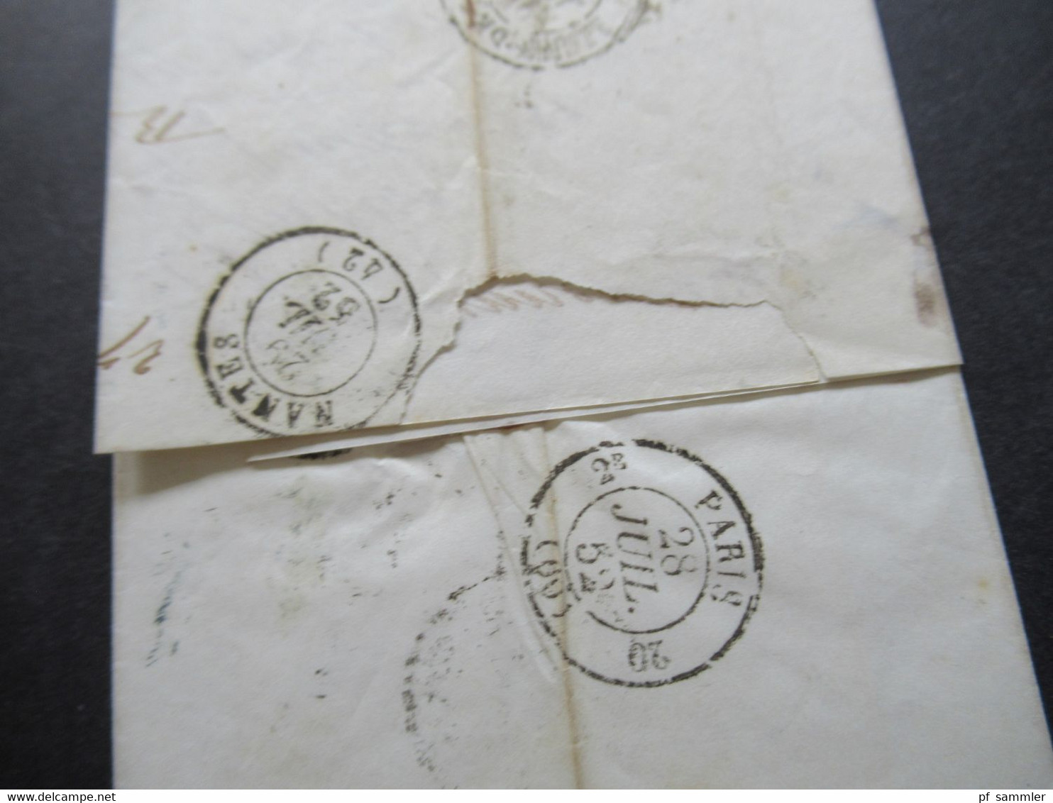 GB London 1852 Stempel B S Mit Krone Und Blauer L1 Oxford / Angl AM 1 Calais 2 über Paris Nach Nantes - Brieven En Documenten