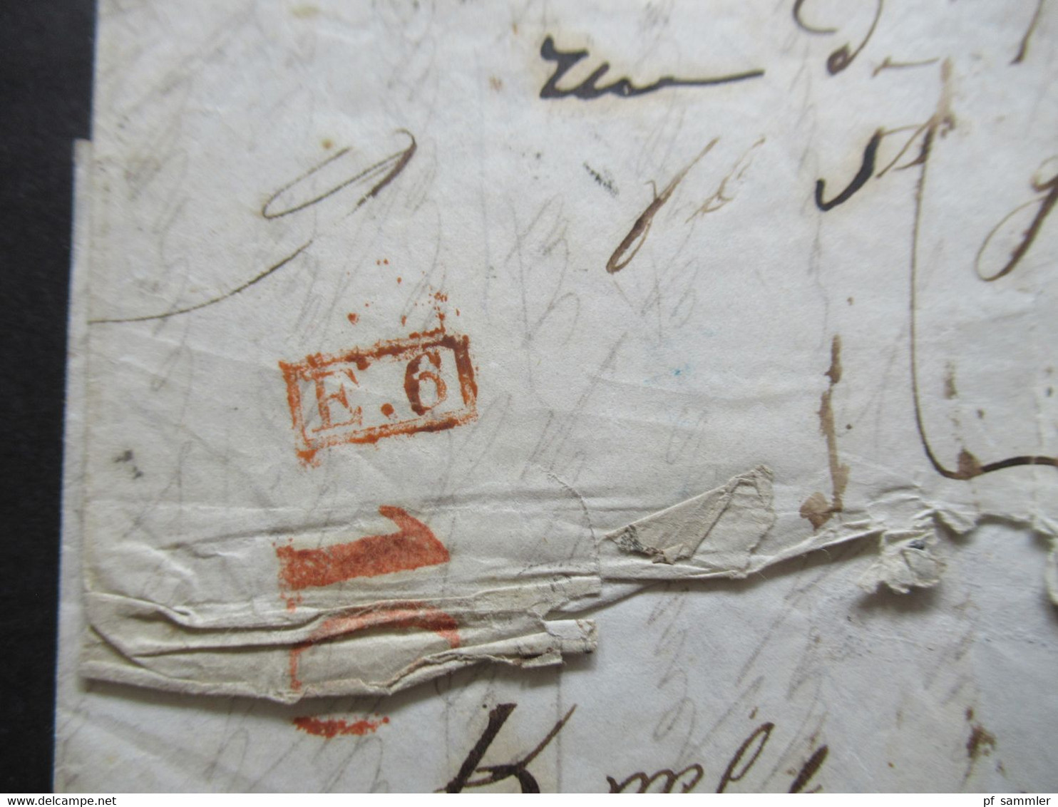 Italien 1846 Roma - Paris roter Stempel K2 E. Pont 2 Marseille 2 Schiffspost handschriftlich Via di Mare