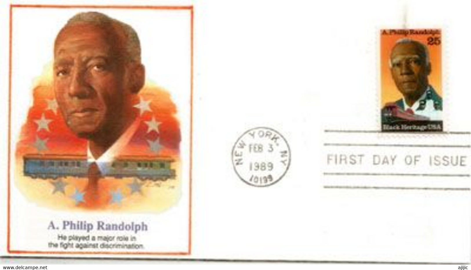 BLACK HERITAGE.Philip Randolph,Syndicat Des Porteurs De Voitures-lits De La Pullman Company 1925. FDC NEW-YORK - 1981-1990