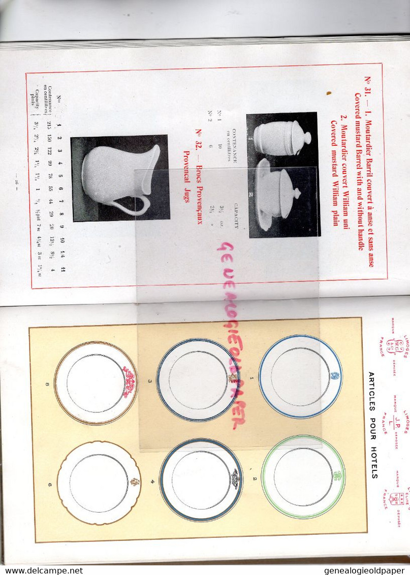 87- LIMOGES- RARE CATALOGUE GUERIN POUYAT ELITE- VAISSELLE PORCELAINES POUR HOTEL RESTAURANTS  KAOLIN PORCELAINE