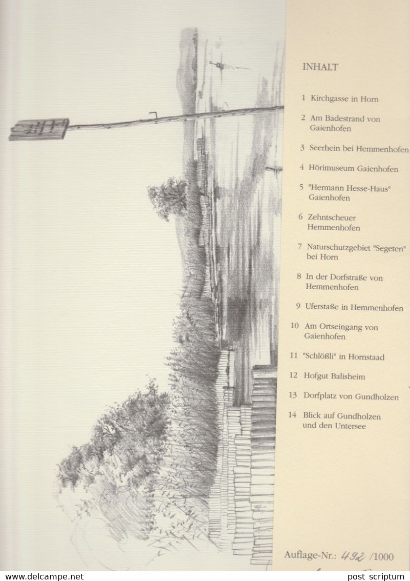 Pochette Avec 14 Illustrations - Gernot Honsel Das Fenster Zum See 14 Zeichnungen Von Der Bodensee Gemeinde Gaienhofen - Kunstführer