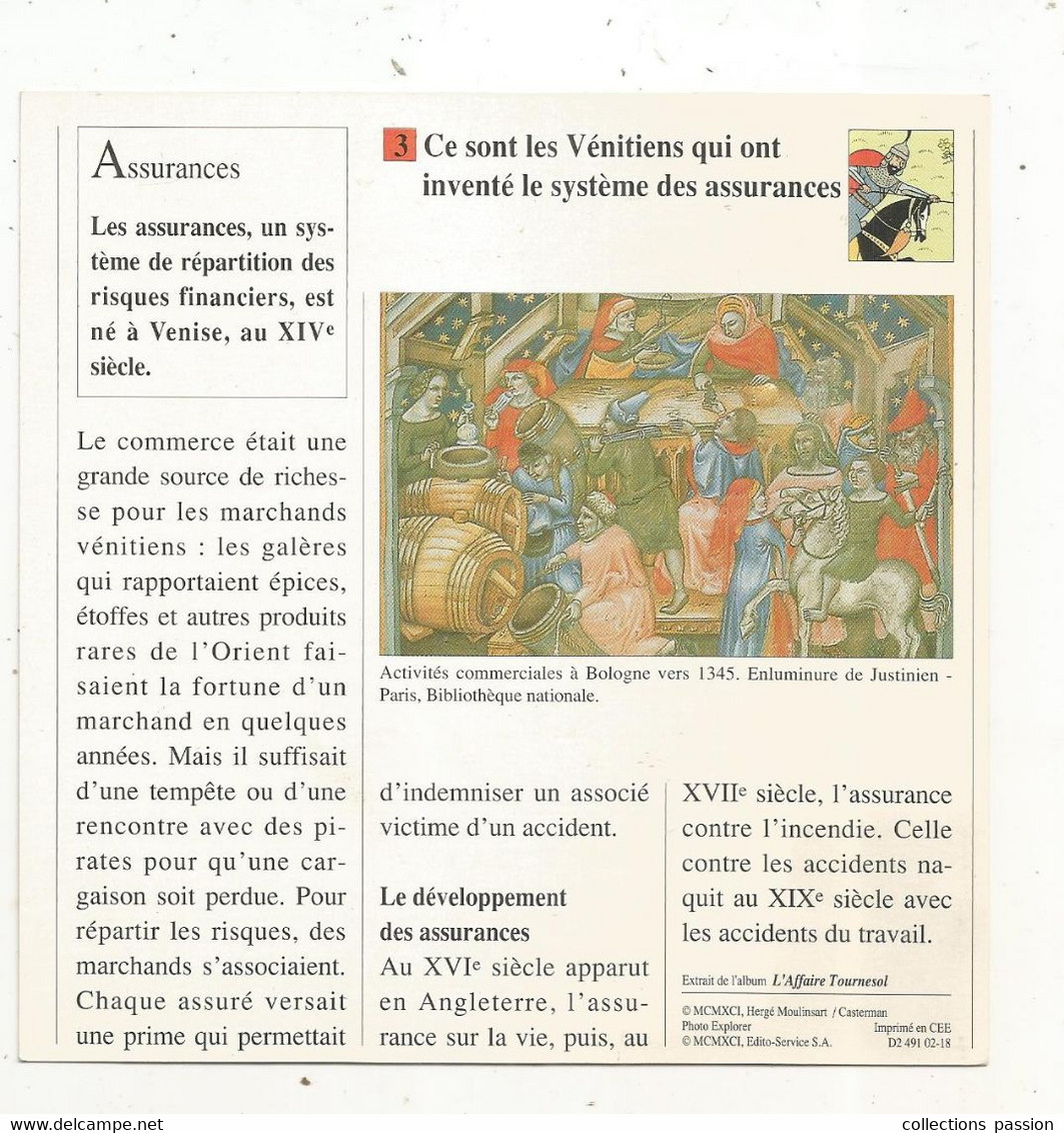 Fiche Illustrée BD,1991,Hergé Moulinsart / Casterman, TINTIN, L'affaire Tournesol, 150x150 Mm, Frais Fr 1.65e - Autres & Non Classés