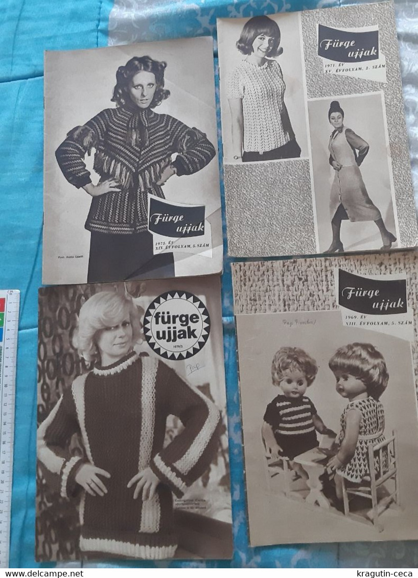 1969 79 Fürge Ujjak HUNGARY VINTAGE WOMAN FASHION Handicrafts Crochet LOT MAGAZINE NEWSPAPERS CHILDREN KNITTING WOOLWORK - Mode