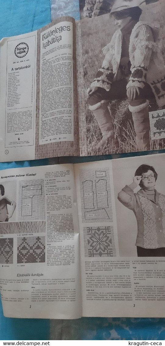 1978  Fürge Ujjak HUNGARY VINTAGE WOMAN FASHION handicrafts crochet LOT MAGAZINE NEWSPAPERS CHILDREN KNITTING WOOLWORK
