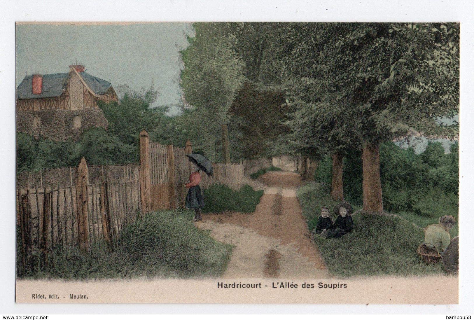 HARDRICOURT * YVELINES * L'ALLEE DES SOUPIRS * Carte Colorisée * éditeur Ridet, Meulan - Hardricourt