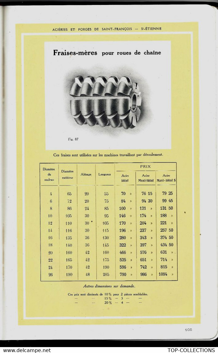 SUPERBE CATALOGUE 1921 ACIERIES ET FORGES DE ST FRANCOIS METALLURGIE TRAVAIL SUR METAUX ST ETIENNE V.SCANS+ DESCRIPT.