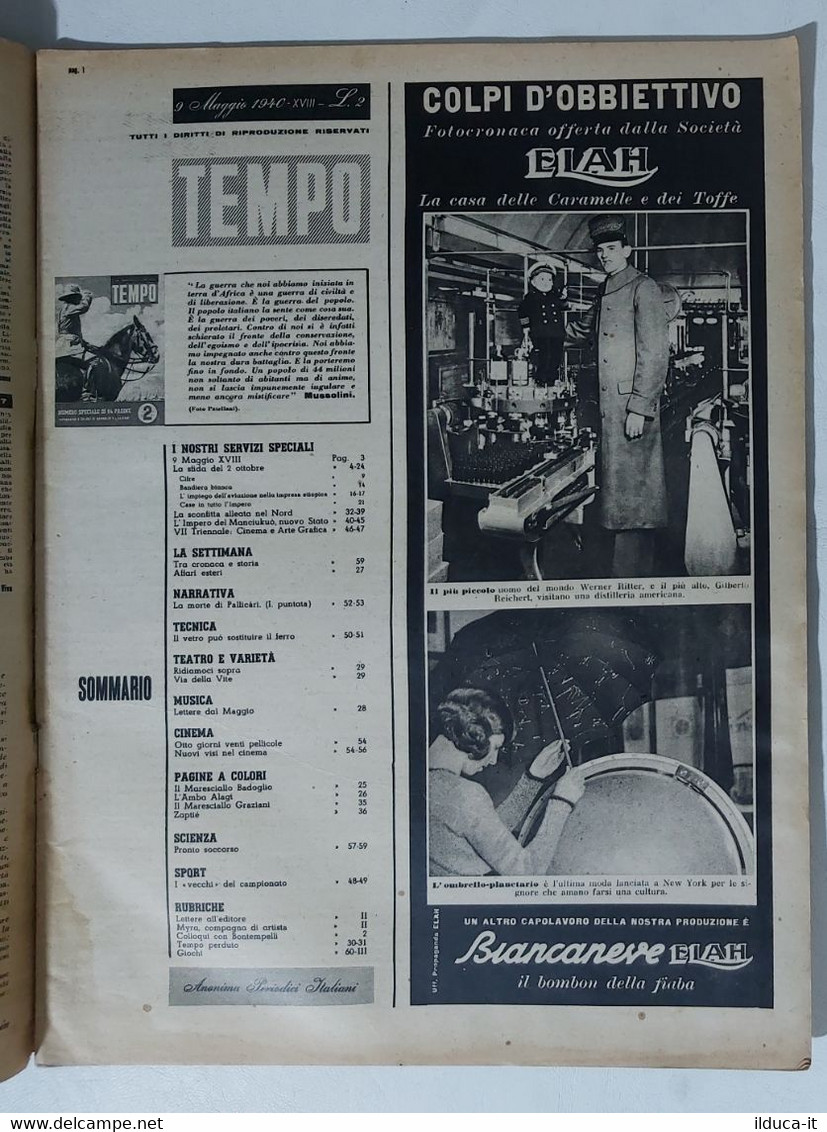 38719 TEMPO A.IV Nr 50 1940 - Speciale Seconda Guerra Mondiale Badoglio Graziani - Andere & Zonder Classificatie