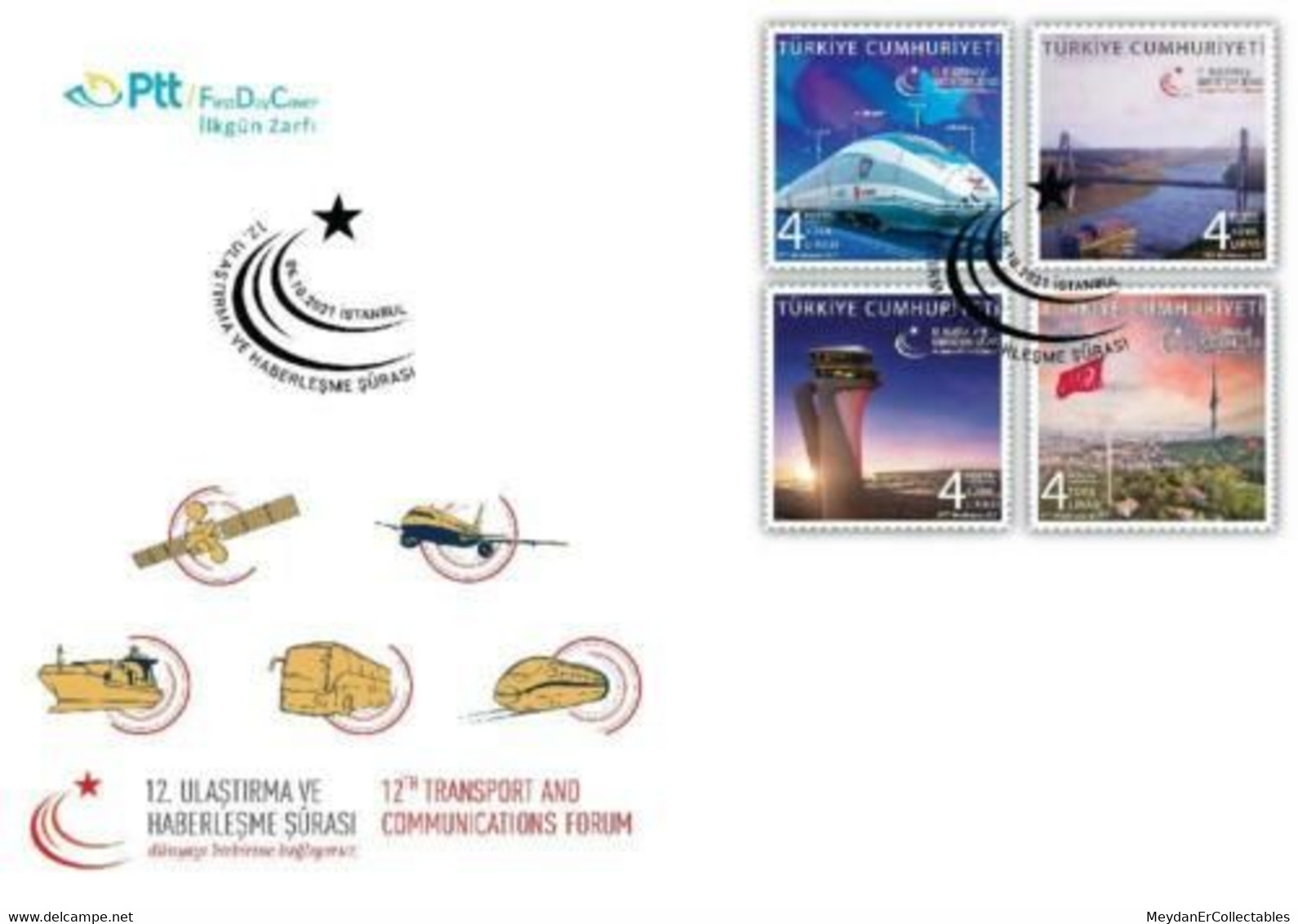 TURKEY / 2021 - (FDC) 12TH TRANSPORT AND COMMUNICATIONS FORUM, MNH - Brieven En Documenten