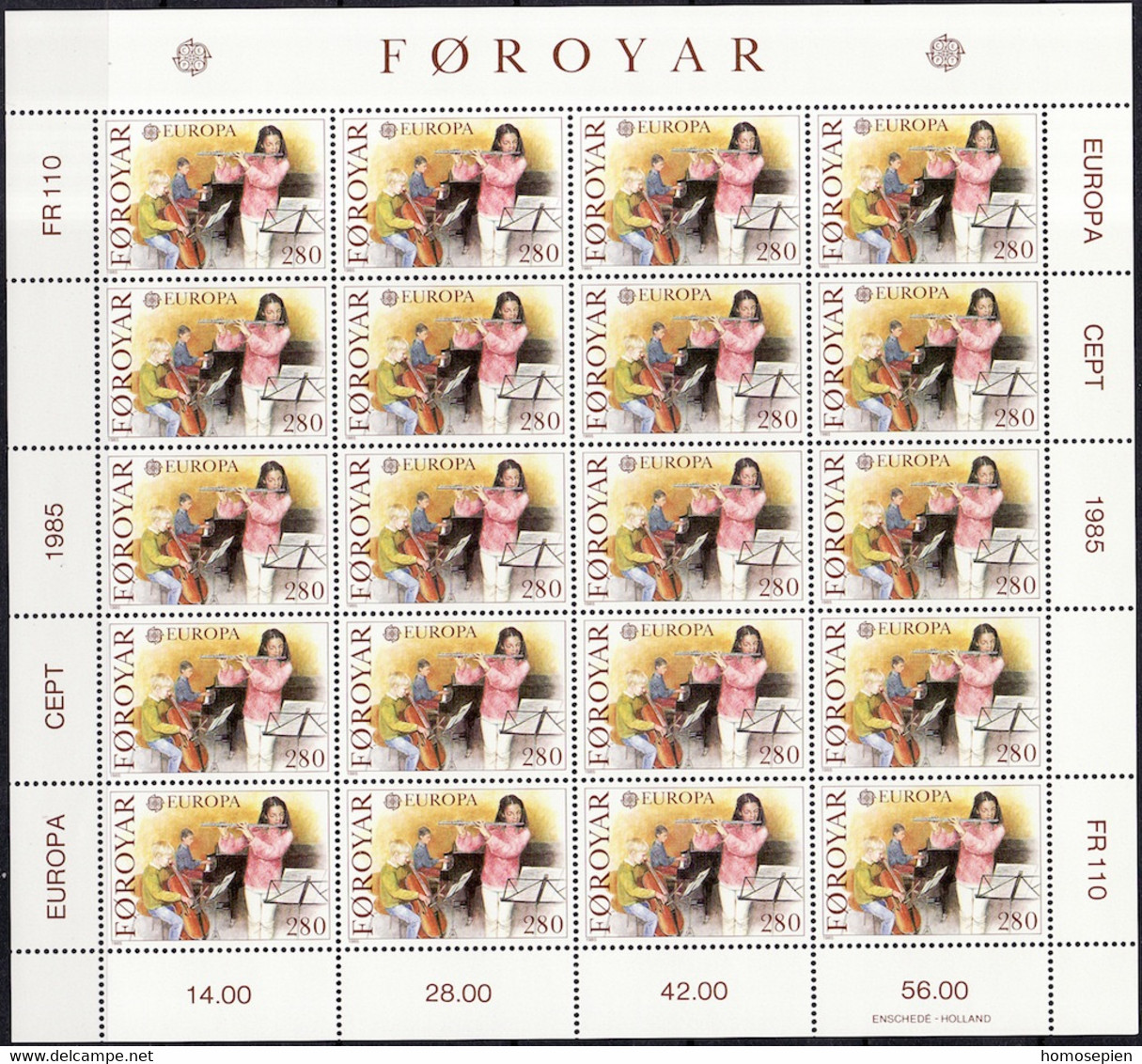 Féroé - Färöer - Faroe - Danemark Bloc Feuillet 1985 Y&T N°F110 à F111 - Michel N°KB116 à KB117 *** - EUROPA - Volledige & Onvolledige Vellen