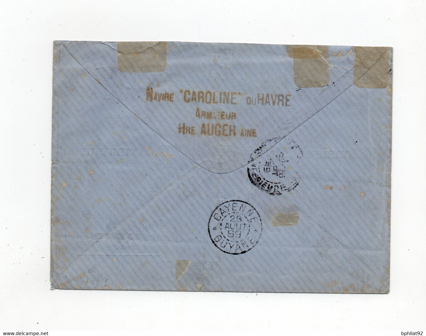 !!! GUYANE, LETTRE DE ST LAURENT DU MARONI DE 1889 CACHET MARITIME LIGNE E PAQ FR N°4 - Lettres & Documents