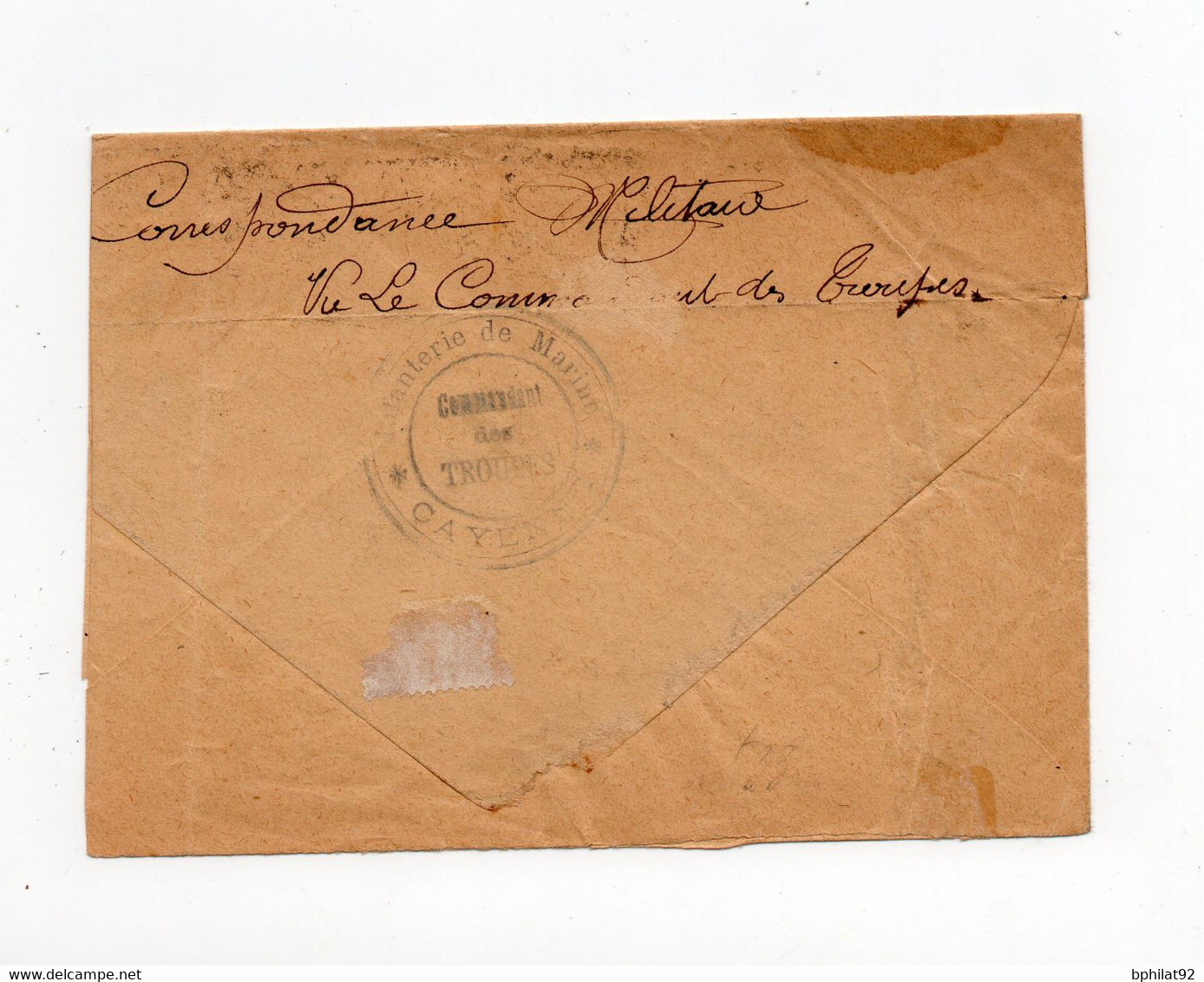 !!! GUYANE, CACHET CORRESP D'ARMEES CAYENNE DE 1896 SUR LETTRE POUR PARIS - Lettres & Documents