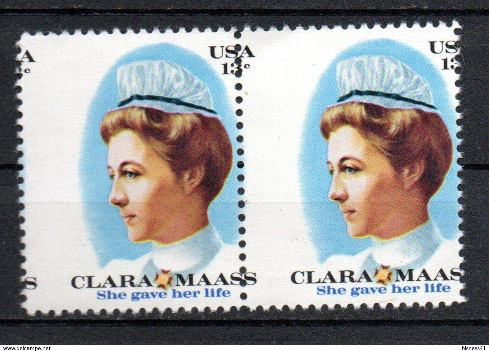 Etat Unis USA Amérique Saddle Stitching USA Stamp N° 1144 Clara Maas Piquage à Cheval 1976 - Abarten & Kuriositäten