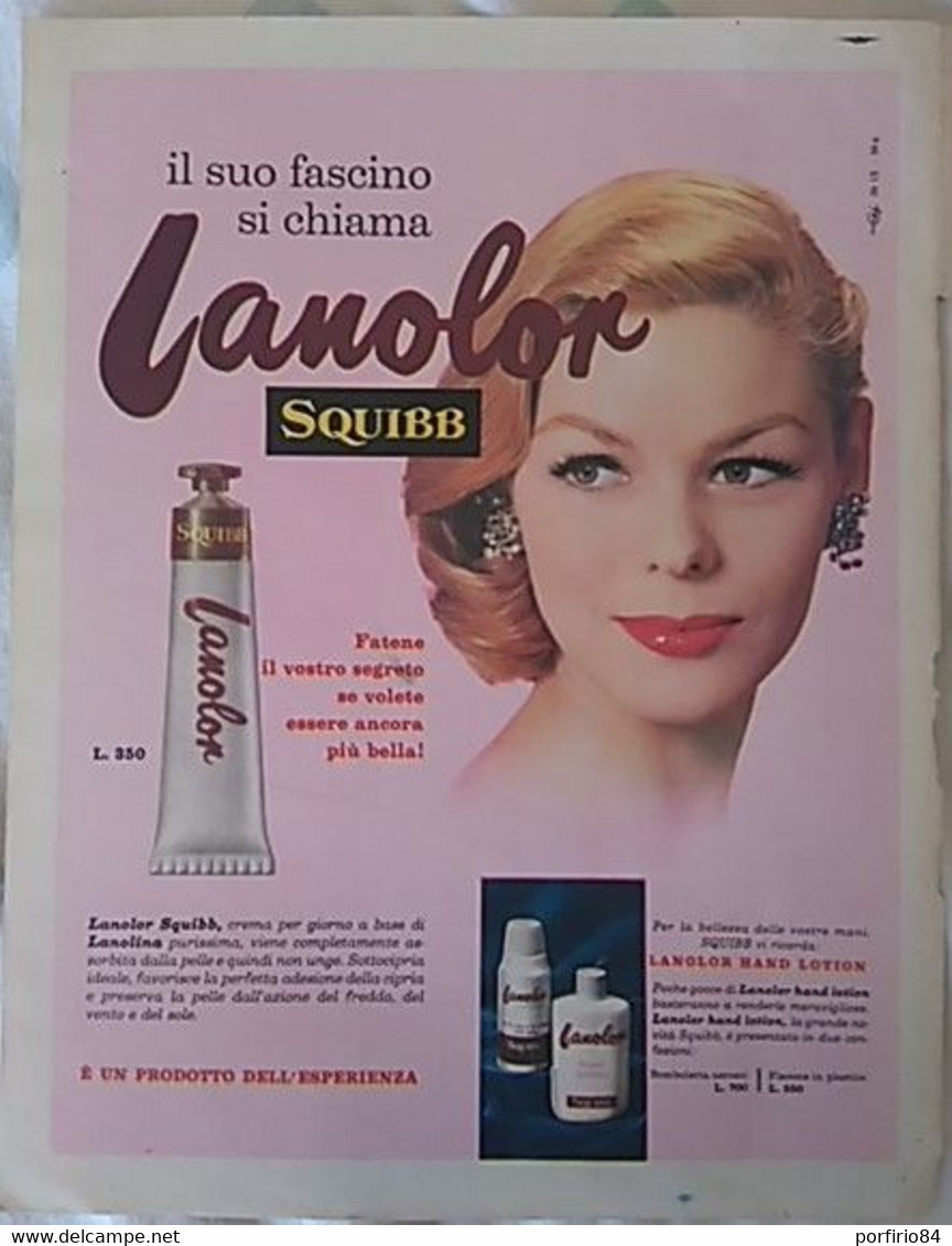 PUBBLICITA' ADVERTISING LANOLOR FOGLIO PUBBLICITARIO RITAGLIO DA GIORNALE DEGLI ANNI 50 - Affiches