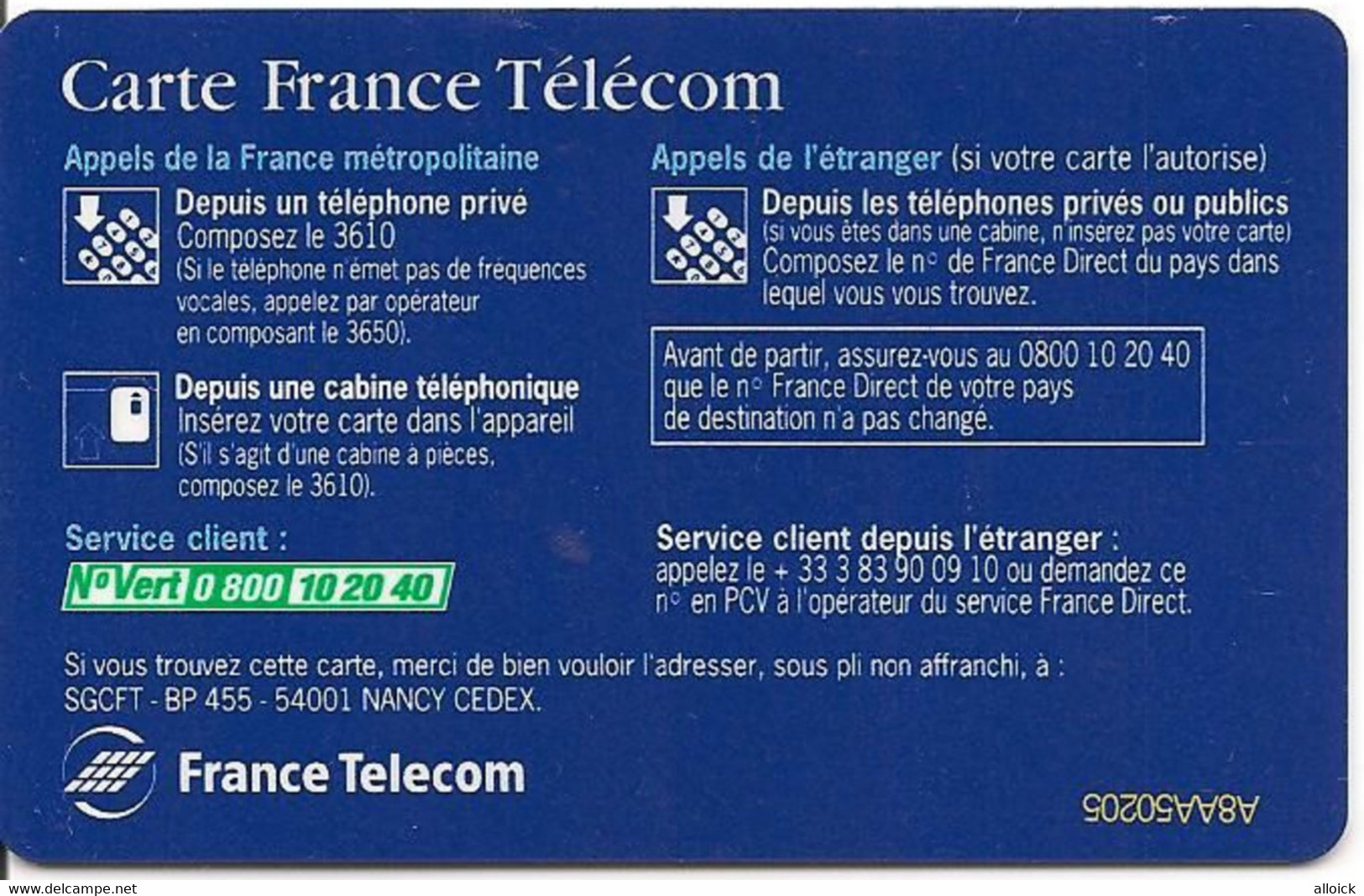 Carte France Télécom Nationale -  Réf FT/CP - NAT8  - Utilisée Luxe - Autres & Non Classés