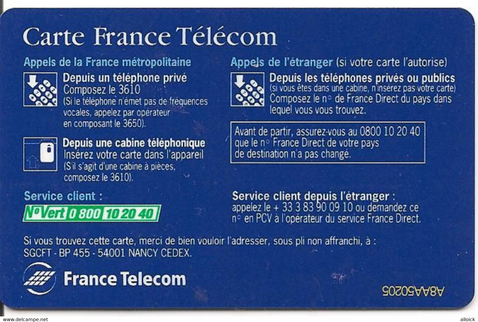 Carte France Télécom Nationale -  Réf FT/CP - NAT8  - Utilisée TTB - Sonstige & Ohne Zuordnung