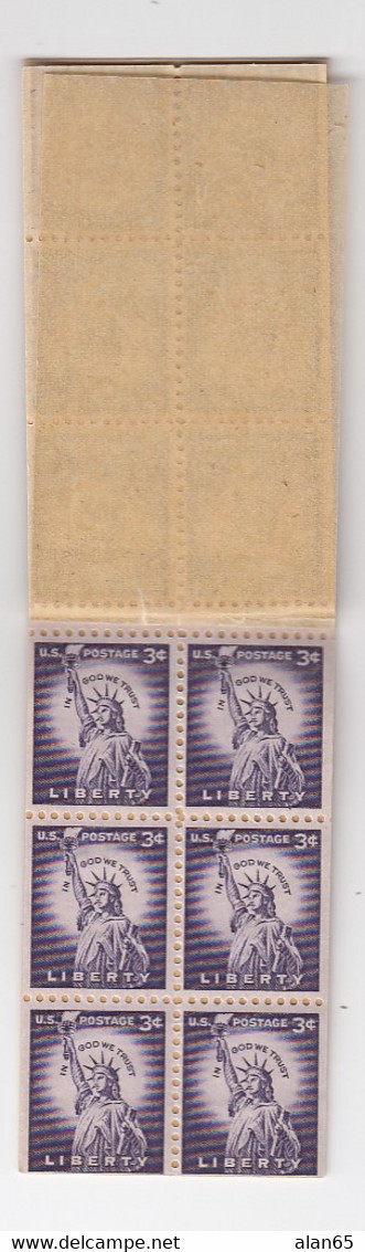 Booklet BK104, 3-cent Statue Of Liberty 1954 Issue MNH Booklet Cover And Two Block Of Stamps Inside - 1941-80