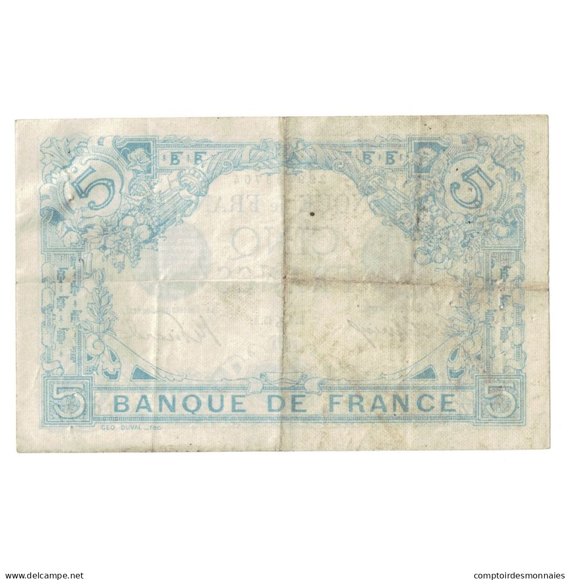 France, 5 Francs, Bleu, 1915, J.917, TB+, Fayette:2.34, KM:70 - 5 F 1912-1917 ''Bleu''