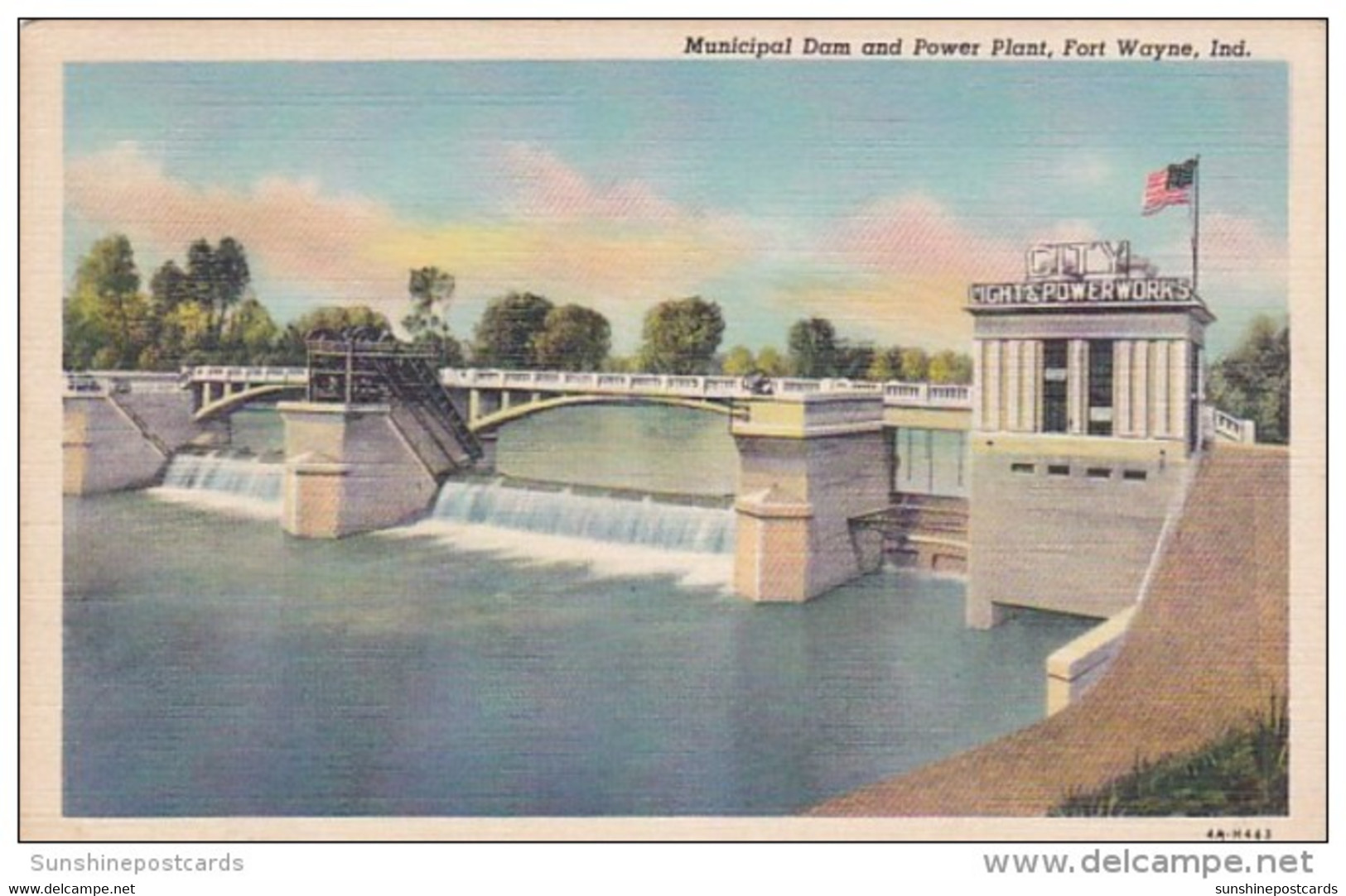 Indiana Fort Wayne Municipal Dam And Power Plant Curteich - Fort Wayne