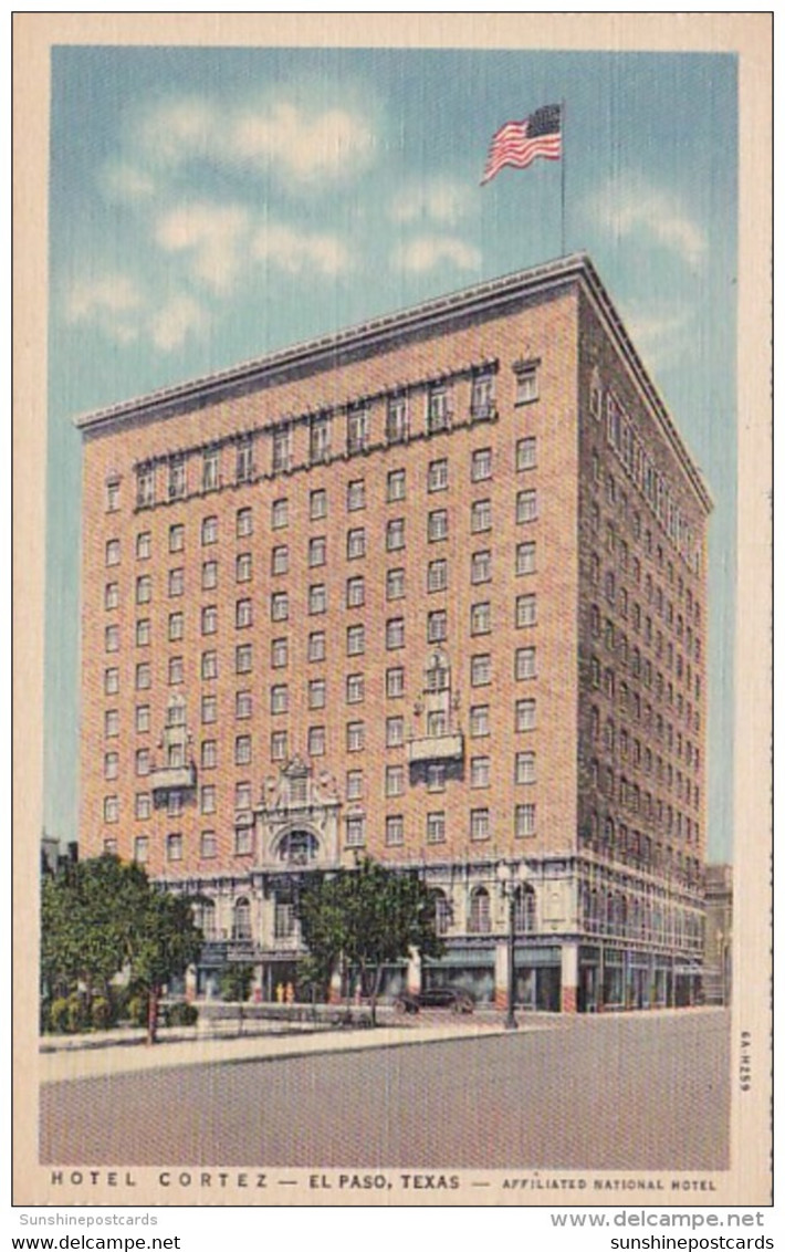 Texas El Paso Hotel Colrtez 1936 Curteich - El Paso