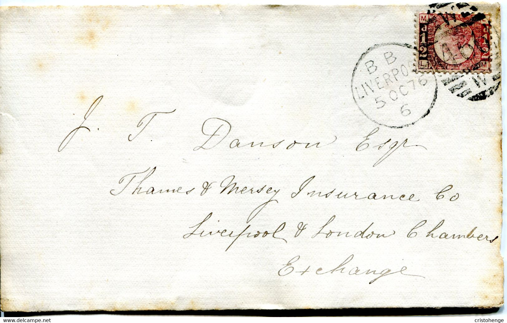 Great Britain - England 1876 Wrapper Cover Liverpool - ½d Bantam - Plate 5 - Briefe U. Dokumente