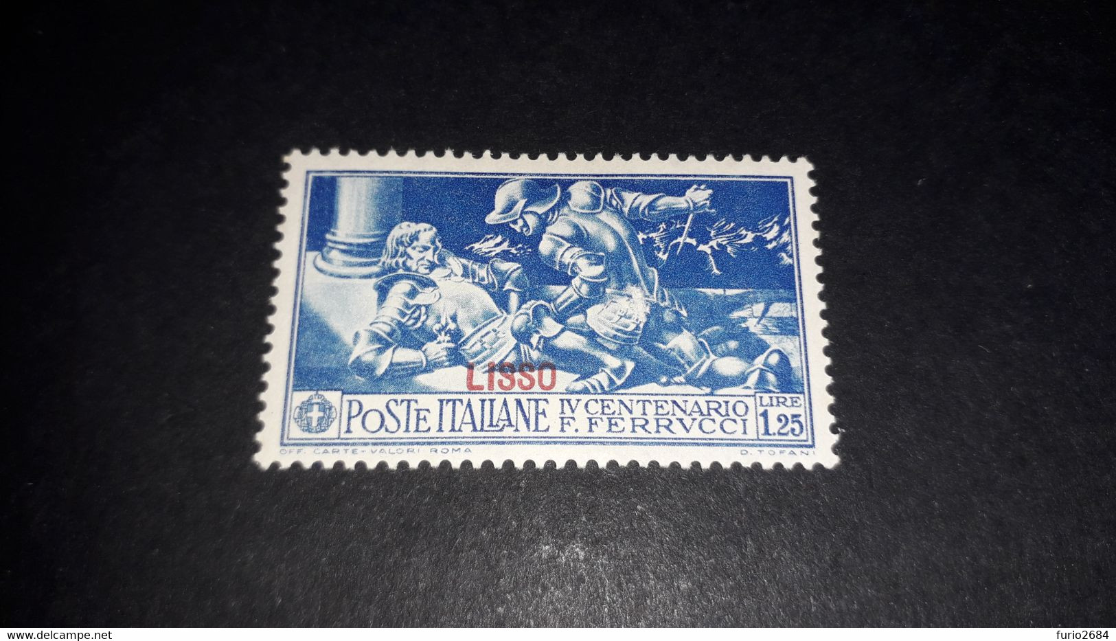 04AL16 POSSEDIMENTI ITALIANI ISOLE EGEO 1930 FERRUCCI SOPRASTAMPA LISSO LIRE 1,25 "X" - Egée (Scarpanto)