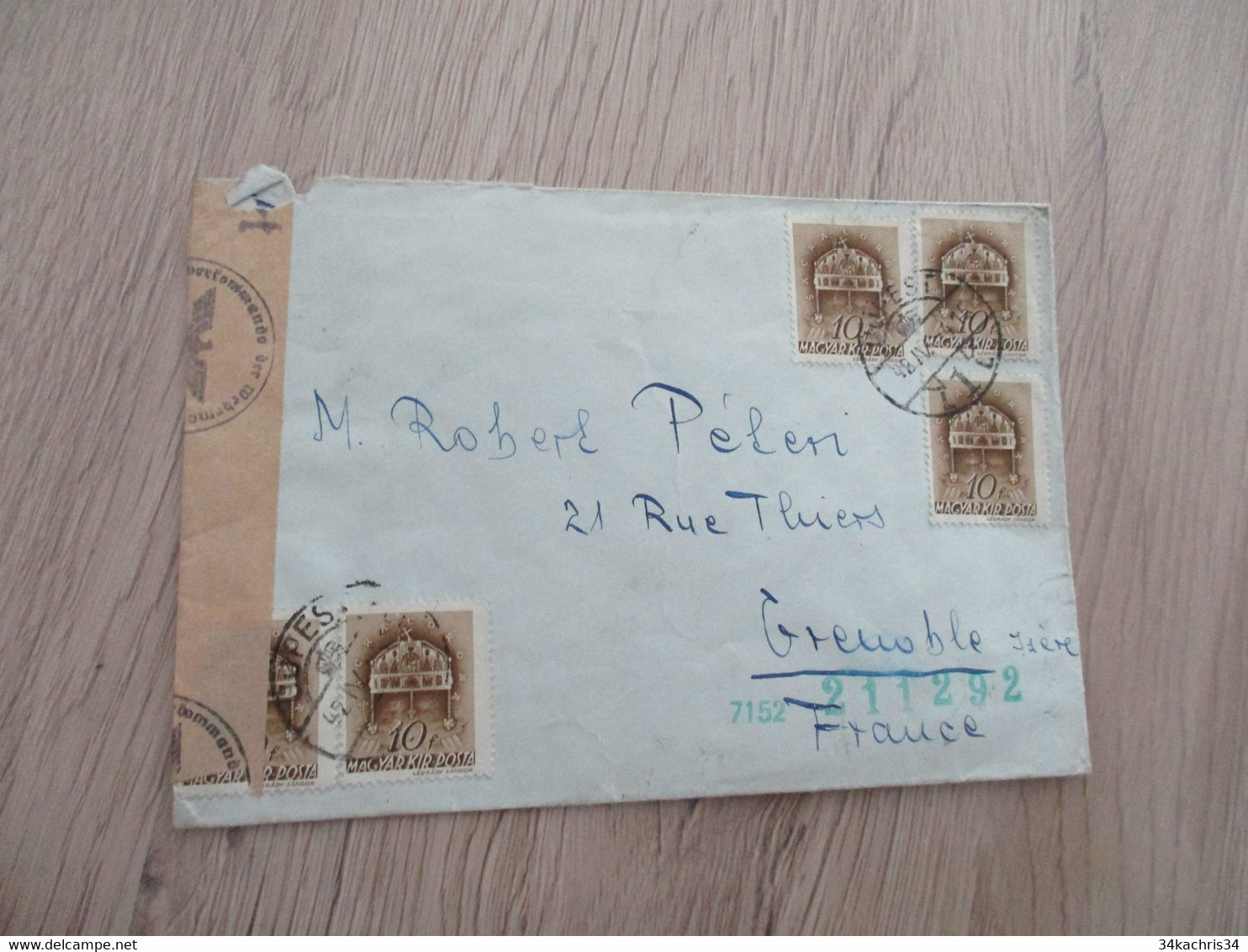 Hongrie Lettre 1942 5 TP En Censure Allemande Budapest Pour Grenoble - Marcophilie