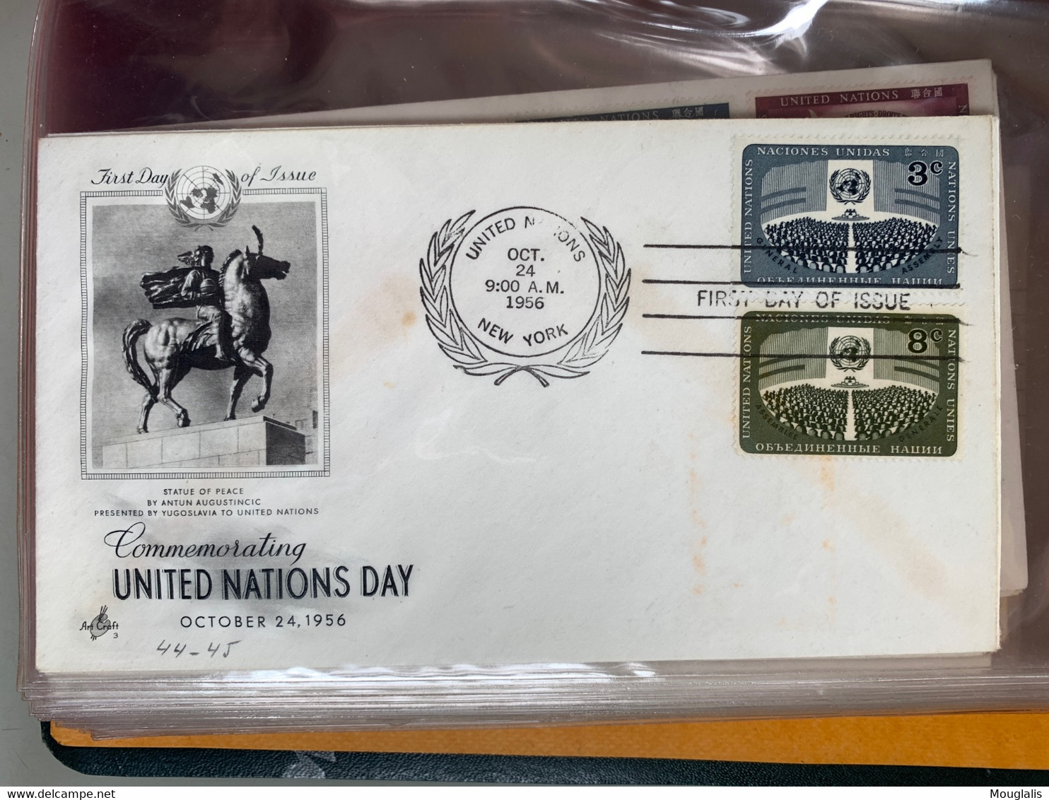 Rare ! ALBUM collection de 72 FDC NATIONS UNIES UNITED NATIONS années 1950 à 1960 New York enveloppe illustrée, à voir !