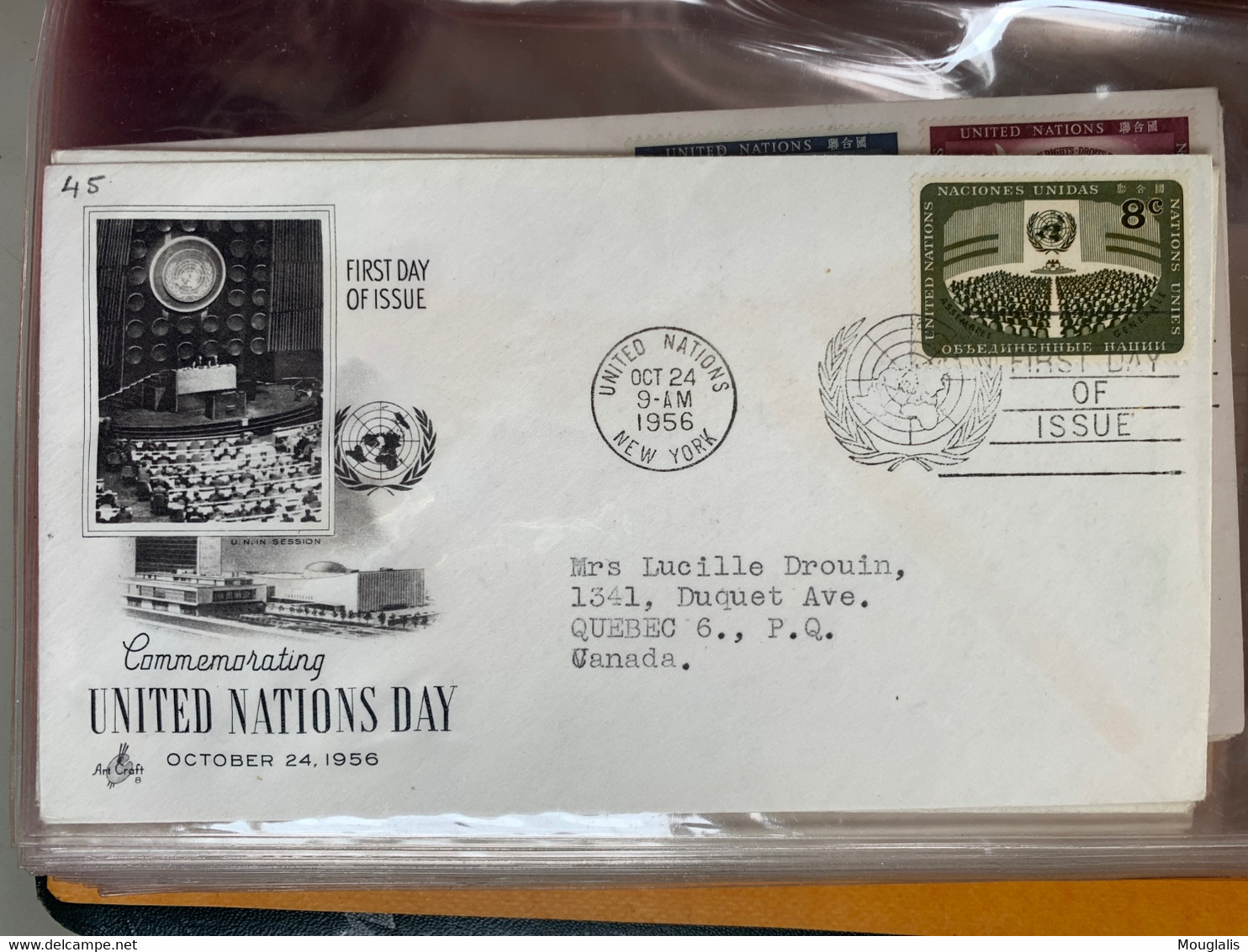 Rare ! ALBUM collection de 72 FDC NATIONS UNIES UNITED NATIONS années 1950 à 1960 New York enveloppe illustrée, à voir !