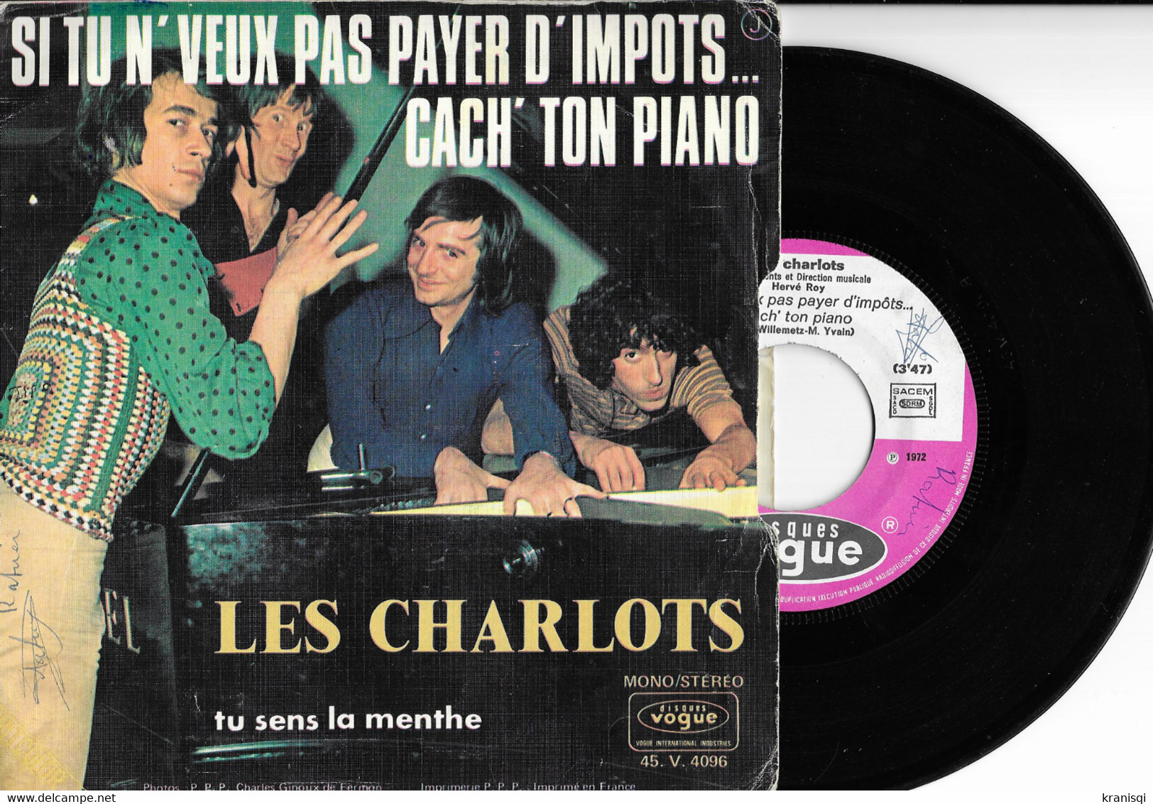 Vinyle 45 T ,  Les CHARLOTS  1972 - Humour, Cabaret