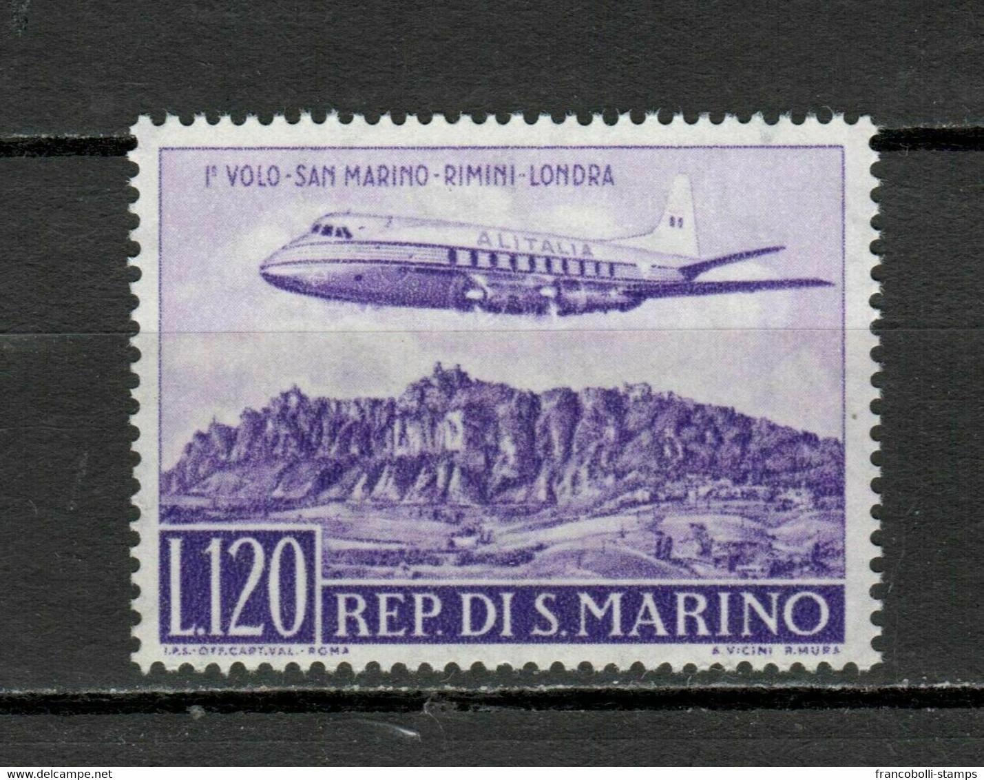 S33584 DEALER STOCK SAN MARINO 1959 MNH 1 Volo SM Rimini Londra PA 1v (10 SETS) - Collezioni & Lotti