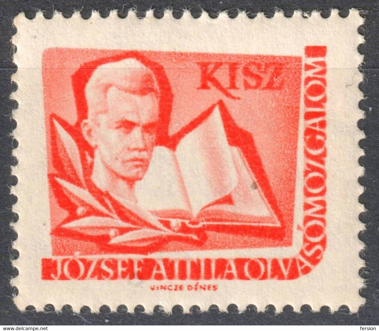 József Attila Poet Book KISZ Hungarian Young Communist League LIBRARY Member LABEL CINDERELLA VIGNETTE Hungary - Dienstzegels