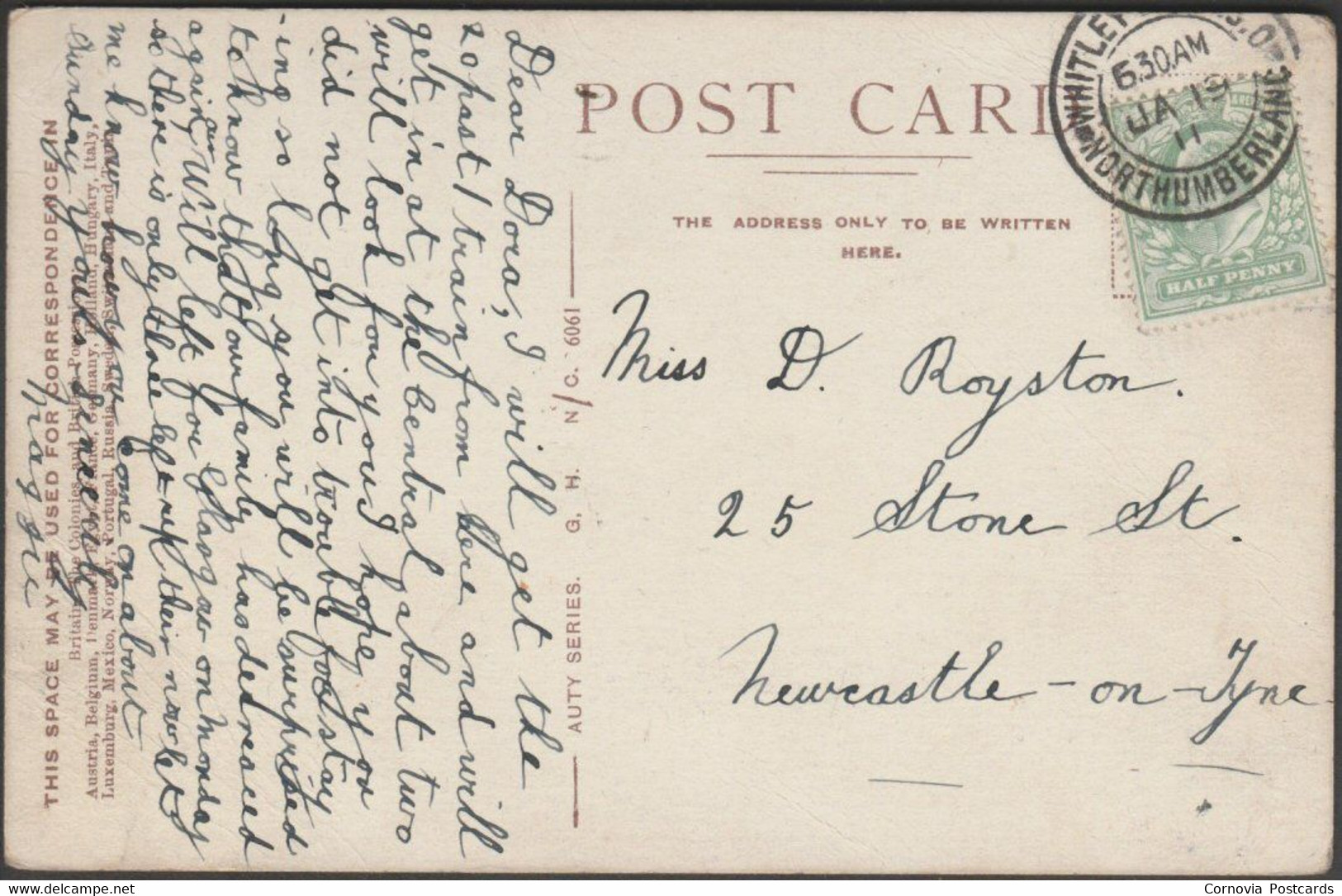 The Derwent At Lintz Ford, Durham, 1911 - Auty Series Postcard - Andere & Zonder Classificatie