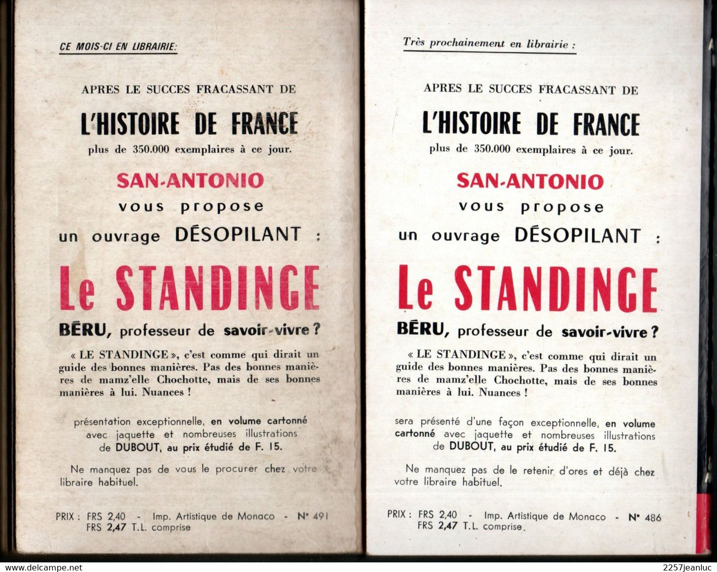 2 Romans Espionnage - Editions Fleuve Noir  N: 486 Face D'Ange ...  Et N: 491 Trois Hommes Sans Corde De 1965 - Fleuve Noir