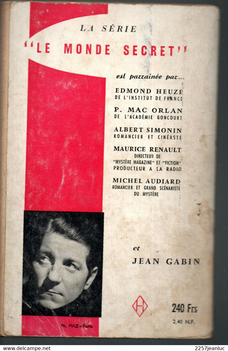 Roman Espionnage  - Editions C.A  N: 30 Le Major Et L'araignée De 1959 Jean Gabin Au Dos - Other & Unclassified