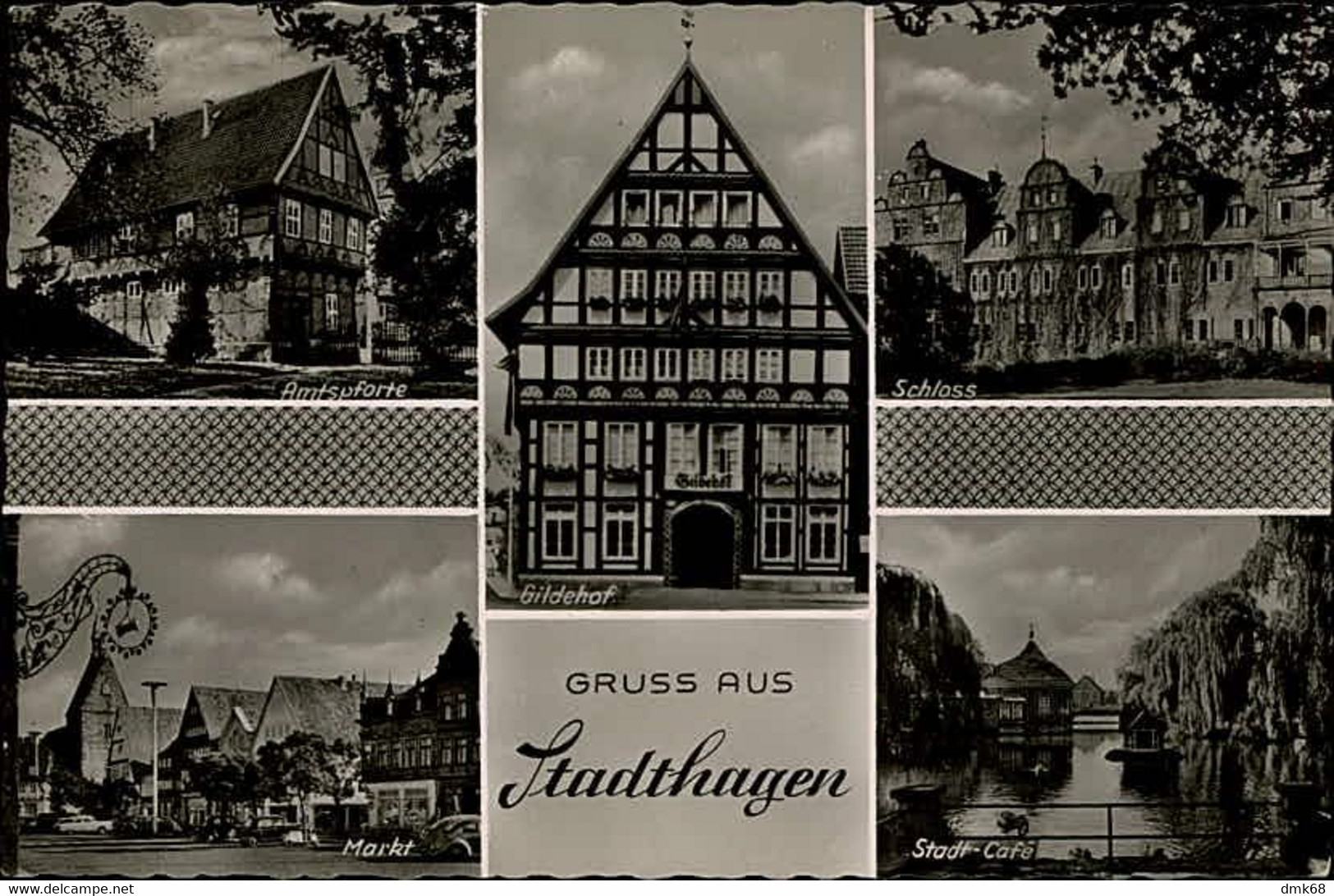 AK GERMANY - GRUSS AUS STADTHAGEN - MARKT + SCHLOSS + GILDEHOF - VERLAG JAHRE CRAMERS - 1950s (G15) - Stadthagen