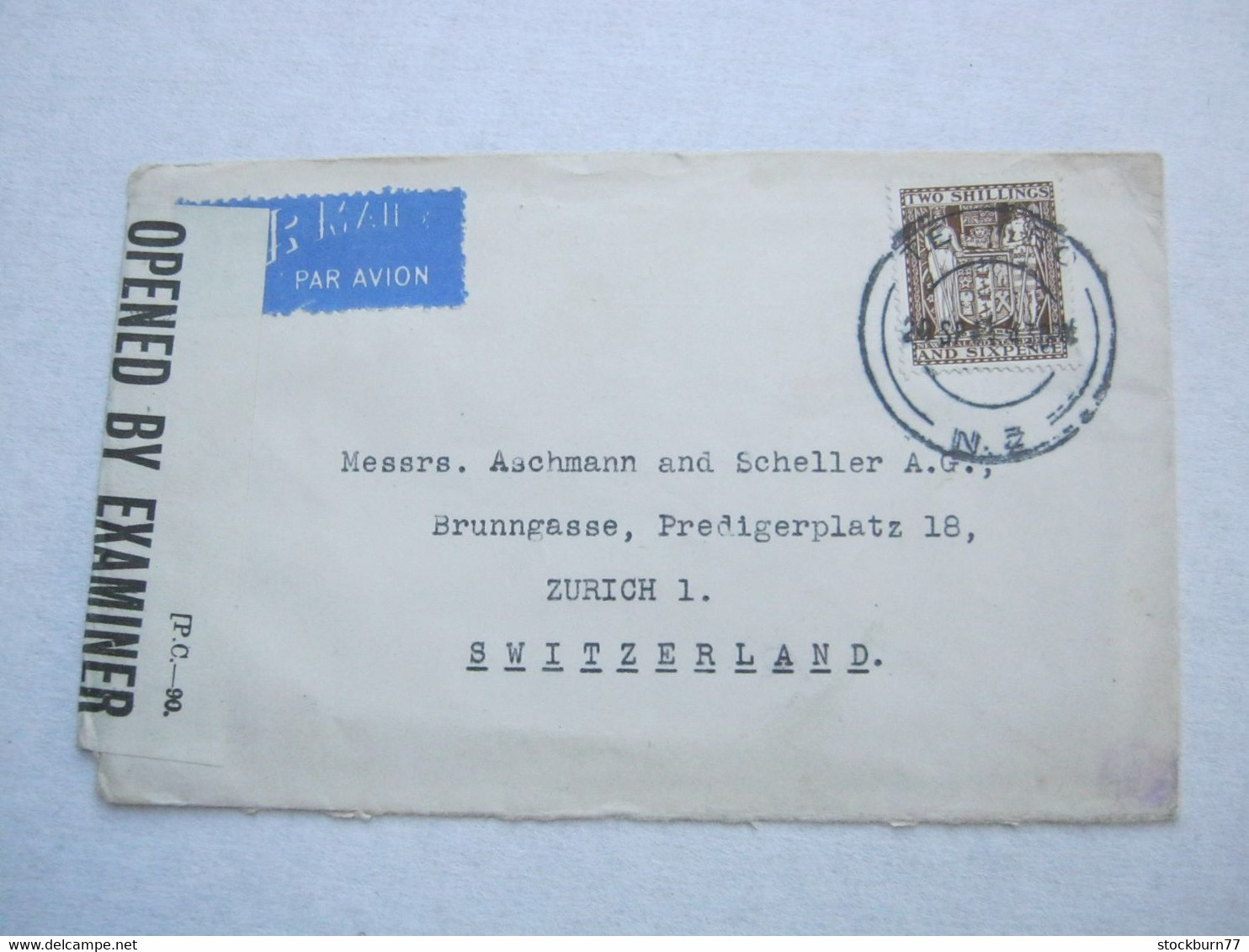 NEUSEELAND   , 1941 , Luftpost - Brief Mit Zensur   In Die Schweiz - Lettres & Documents