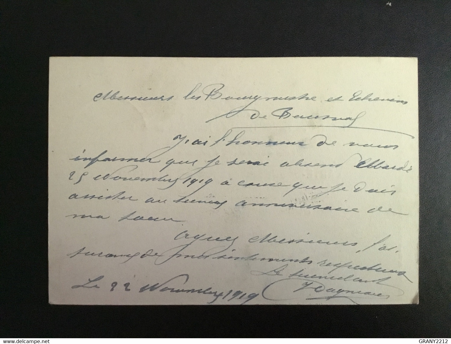 GENAPPE  - BOUSVAL »MONSIEUR LE BOURGMESTRE 1919  « CARTE - CORRESPONDANCE DE SERVICE - Genappe