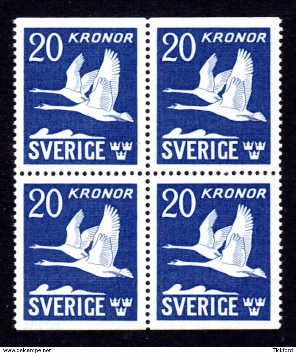 SUEDE 1953 - Yvert PA 2 Paires 7b- NEUFS ** /  MNH - Facit 337 BB- Série Courante, Vol De Cygnes En Bloc De 4 - Neufs