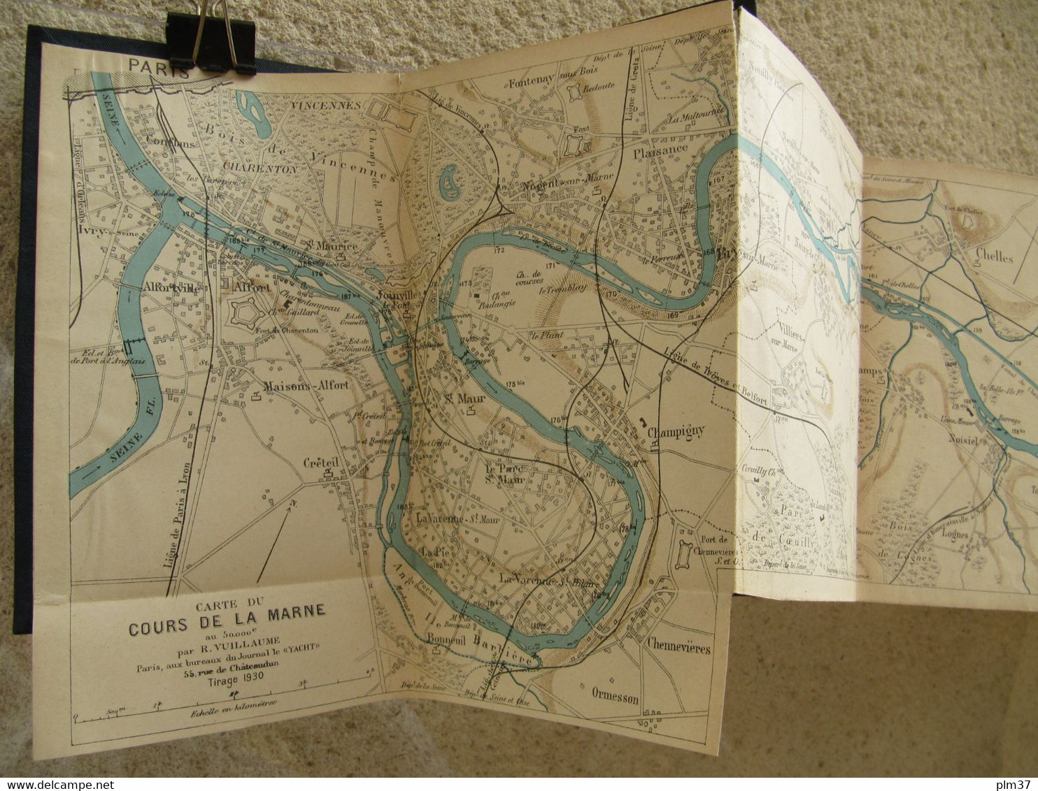 Carte Du Cours De La MARNE D'Epernay à La SEINE Par VUILLAUME, 1930 - Navigation, Yachting - Seekarten